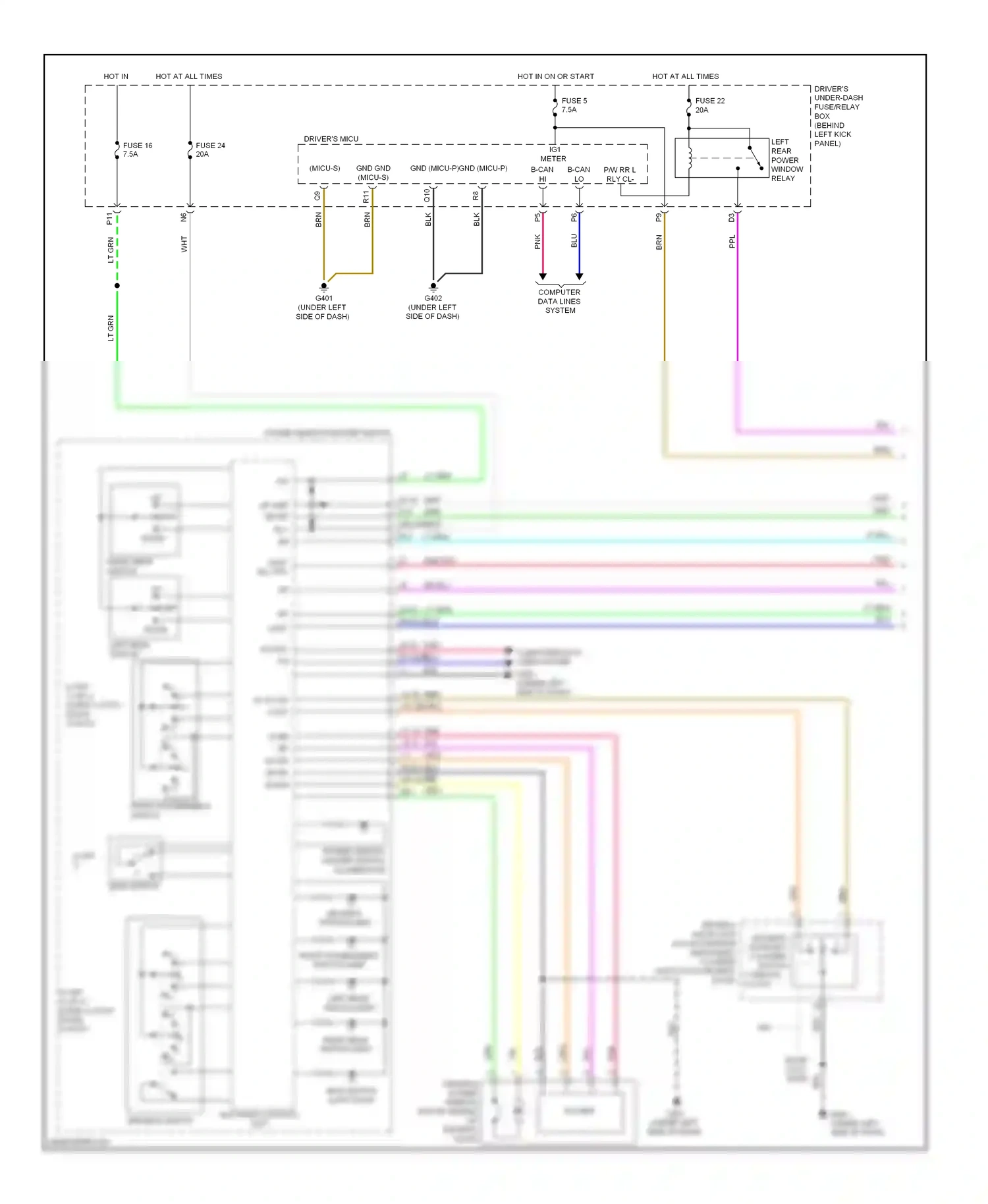 Wiring diagram power window master switch for Honda Crosstour I (2009-2012) (14 of 14)