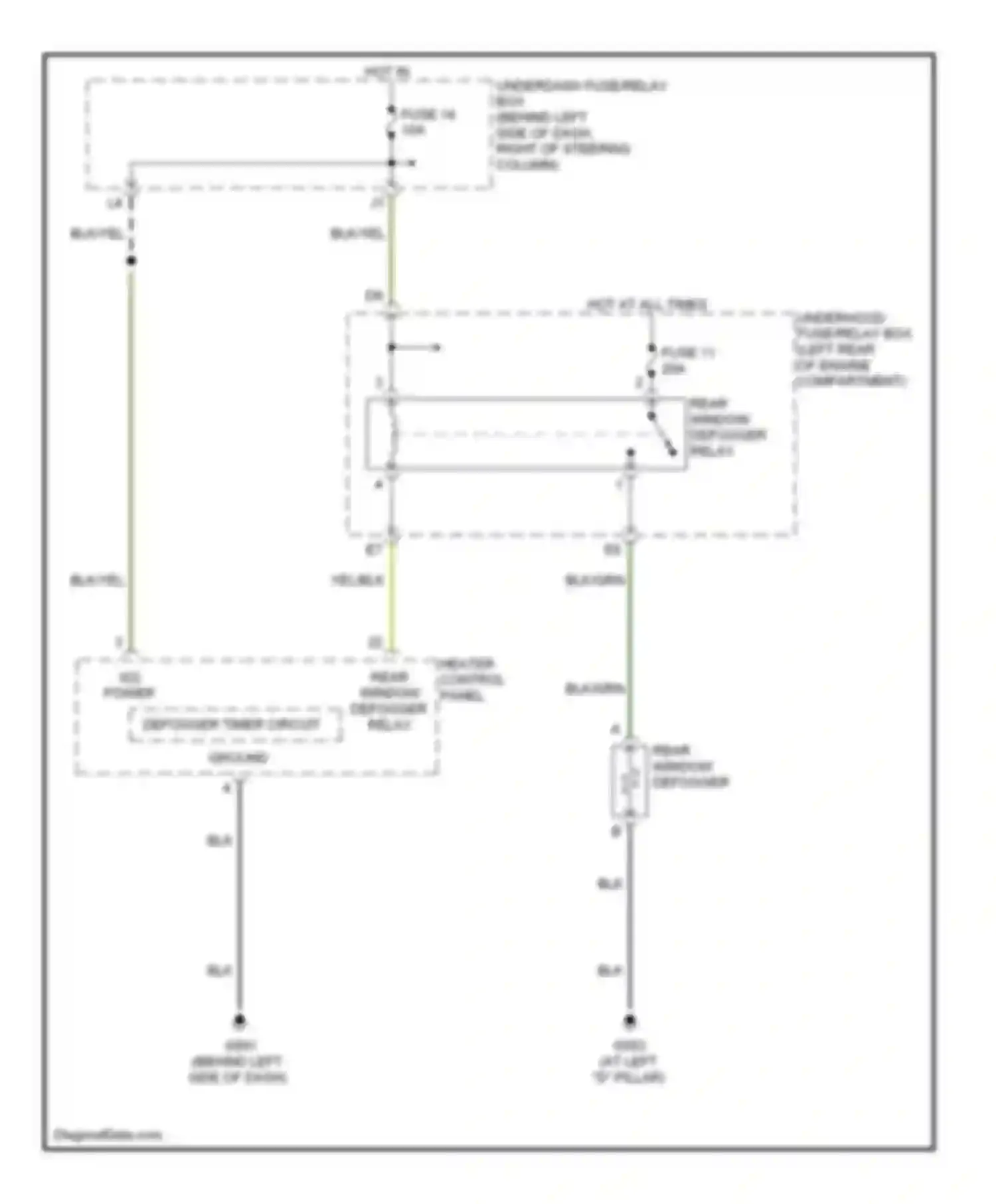 Wiring diagram defogger timer circuit for Honda Element I (2004-2009)