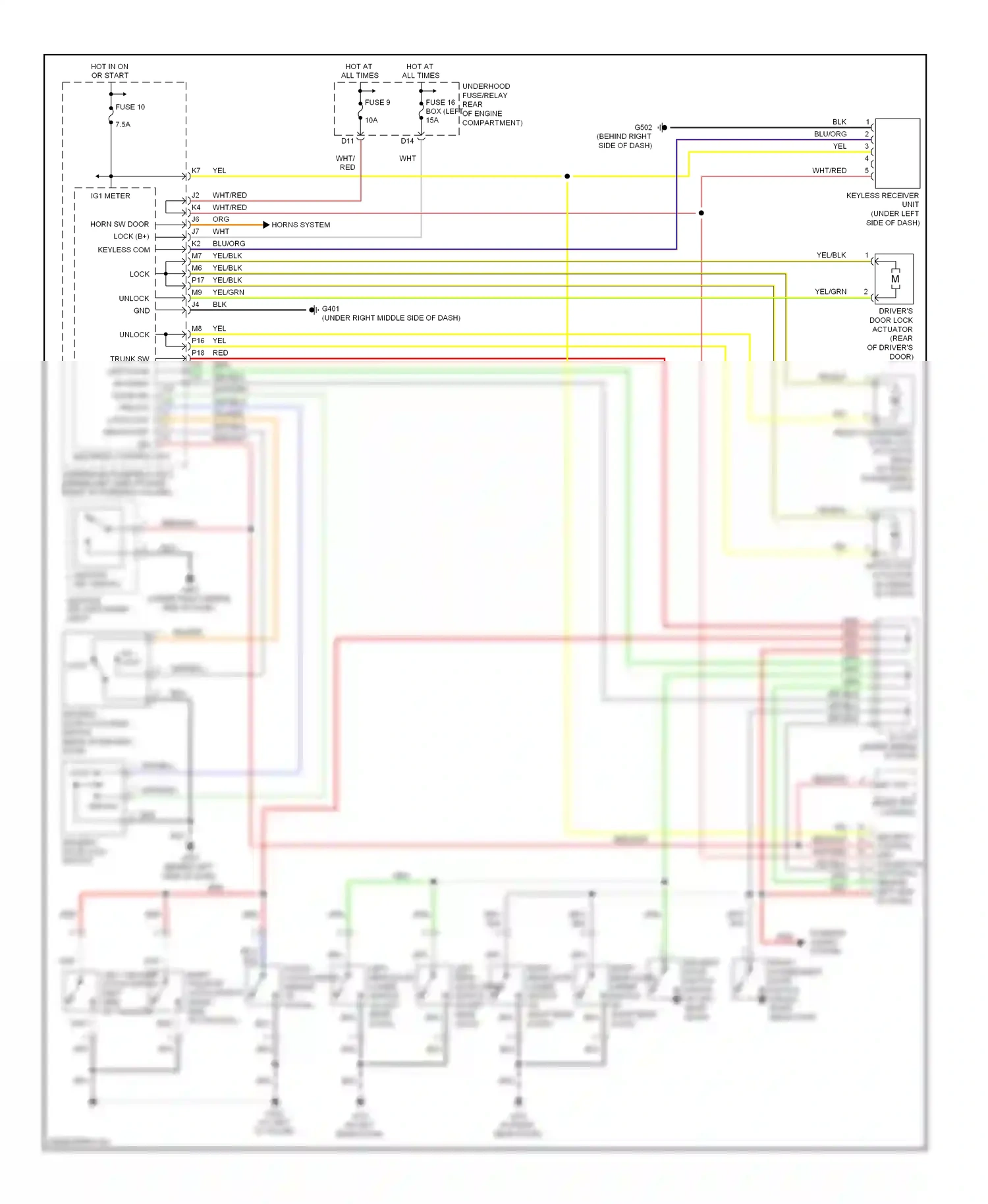 Honda Element I (2004-2009) lock wiring diagram  (2 of 3)