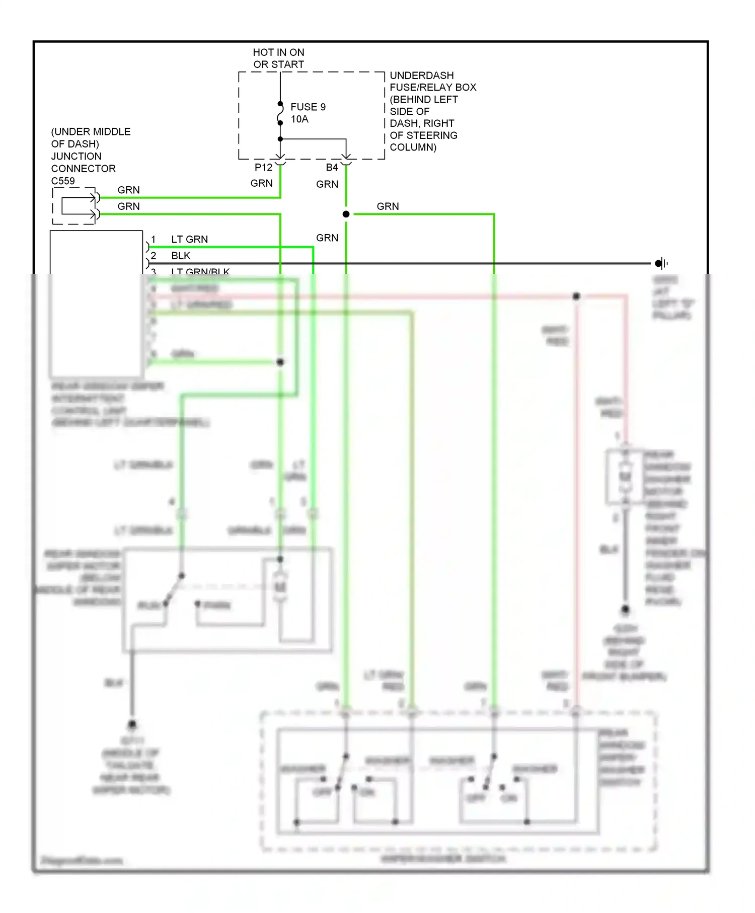 Wiring diagram rear window wiper/ washer switch for Honda Element I (2004-2009) (1 of 1)