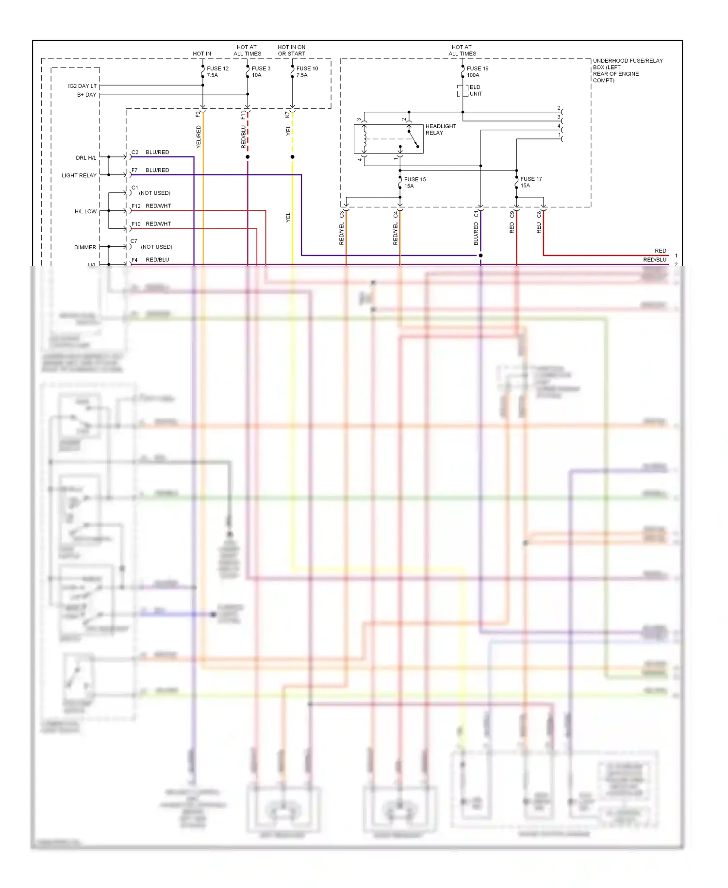 Honda Element I (2004-2009) security control unit connector (optional) (behind left side of dash) wiring diagram  (3 of 9)