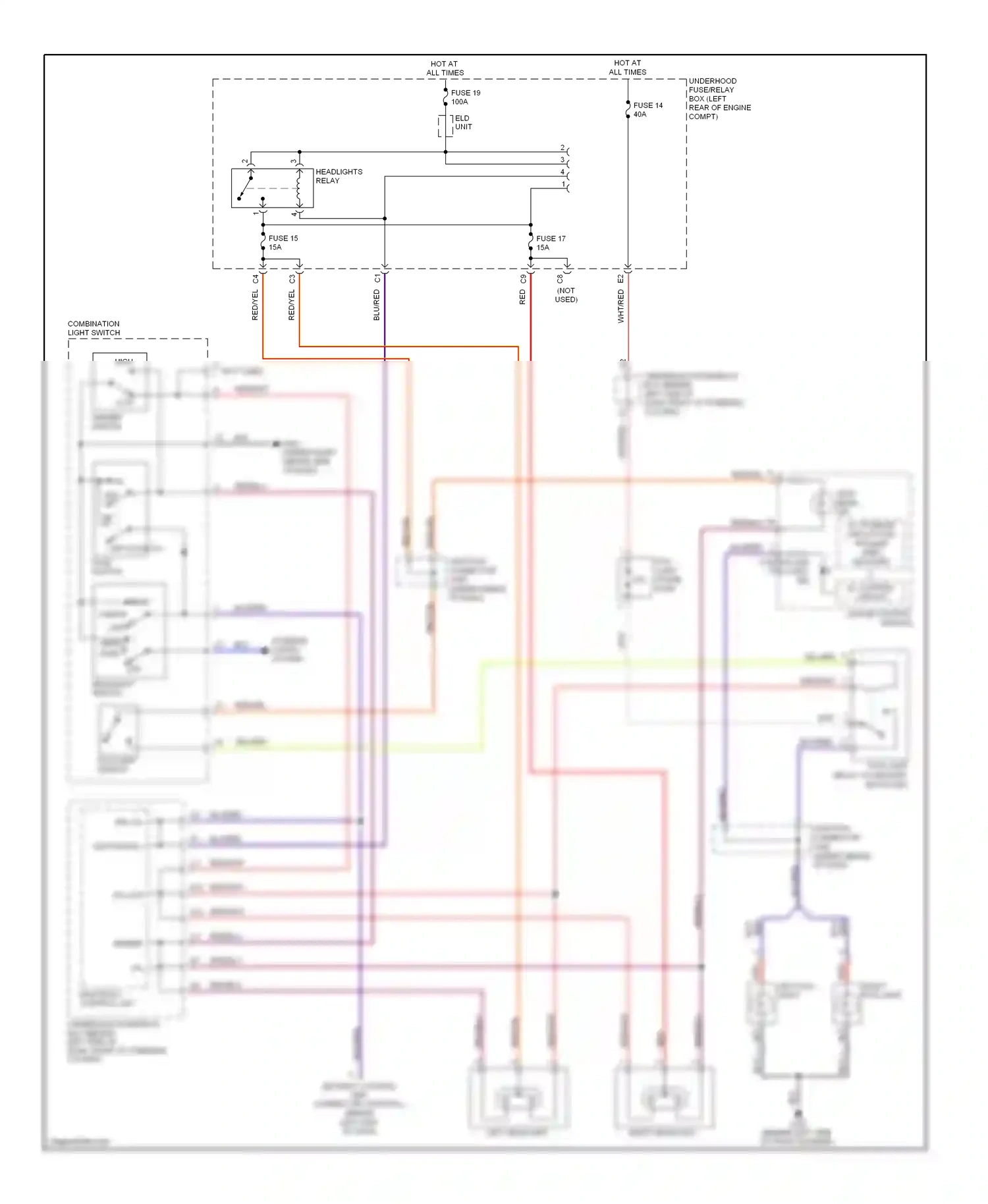 Honda Element I (2004-2009) security control unit connector (optional) (behind left side of dash) wiring diagram  (4 of 9)