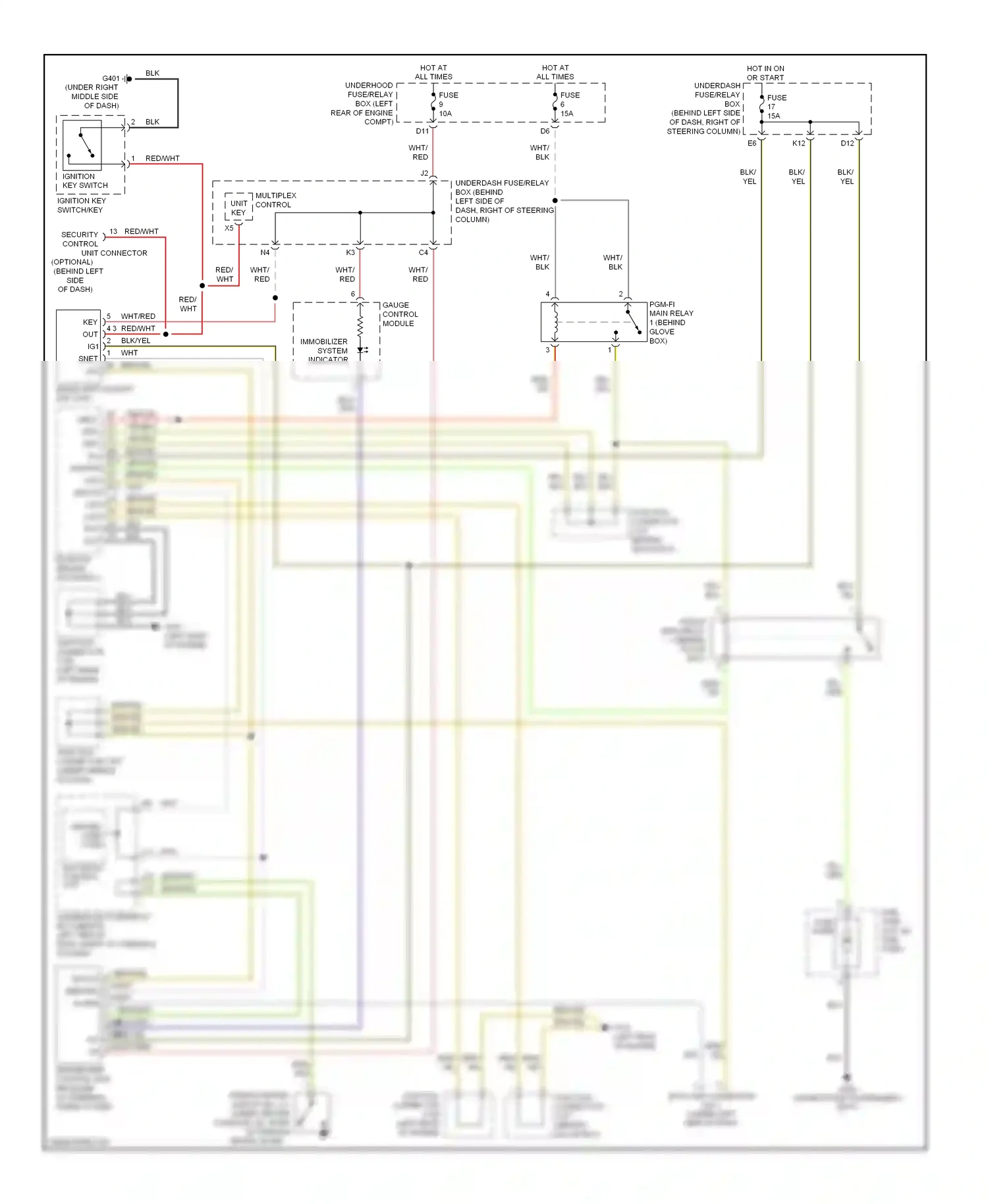 Honda Element I (2004-2009) security control unit connector (optional) (behind left side of dash) wiring diagram  (8 of 9)