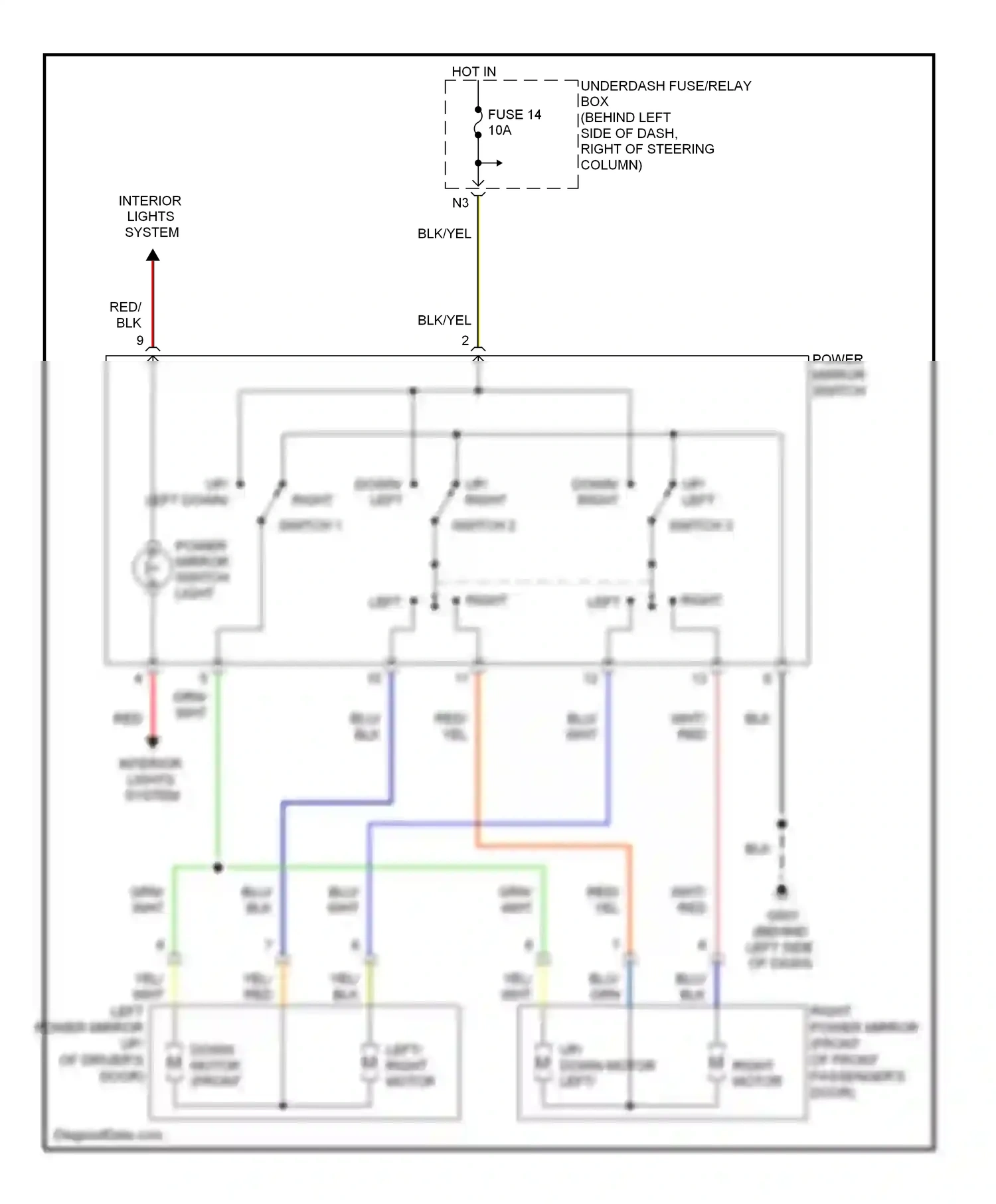 Wiring diagram up/ down motor left/ right motor for Honda Element I (2004-2009) (1 of 1)