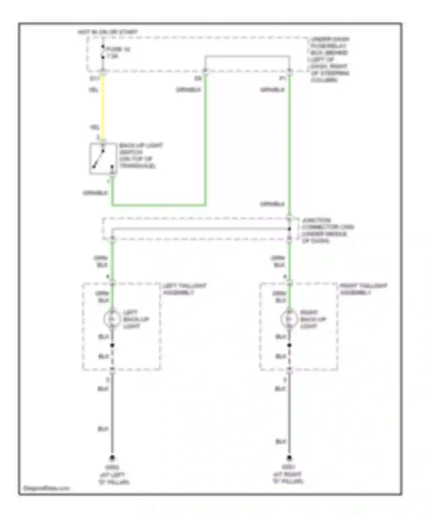 Wiring diagram left back-up light for Honda Element YH2 facelift 2 (2008-2011)
