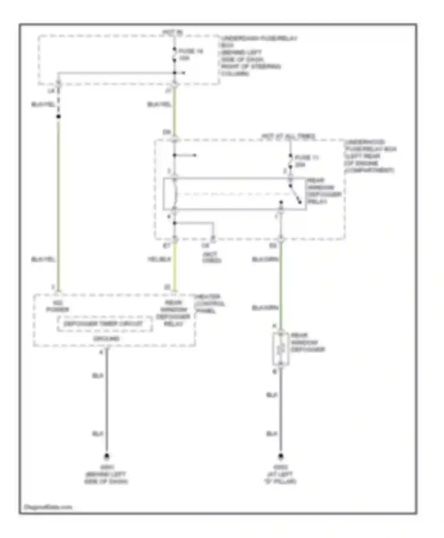 Wiring diagram defogger timer circuit for Honda Element YH2 facelift 2 (2008-2011)