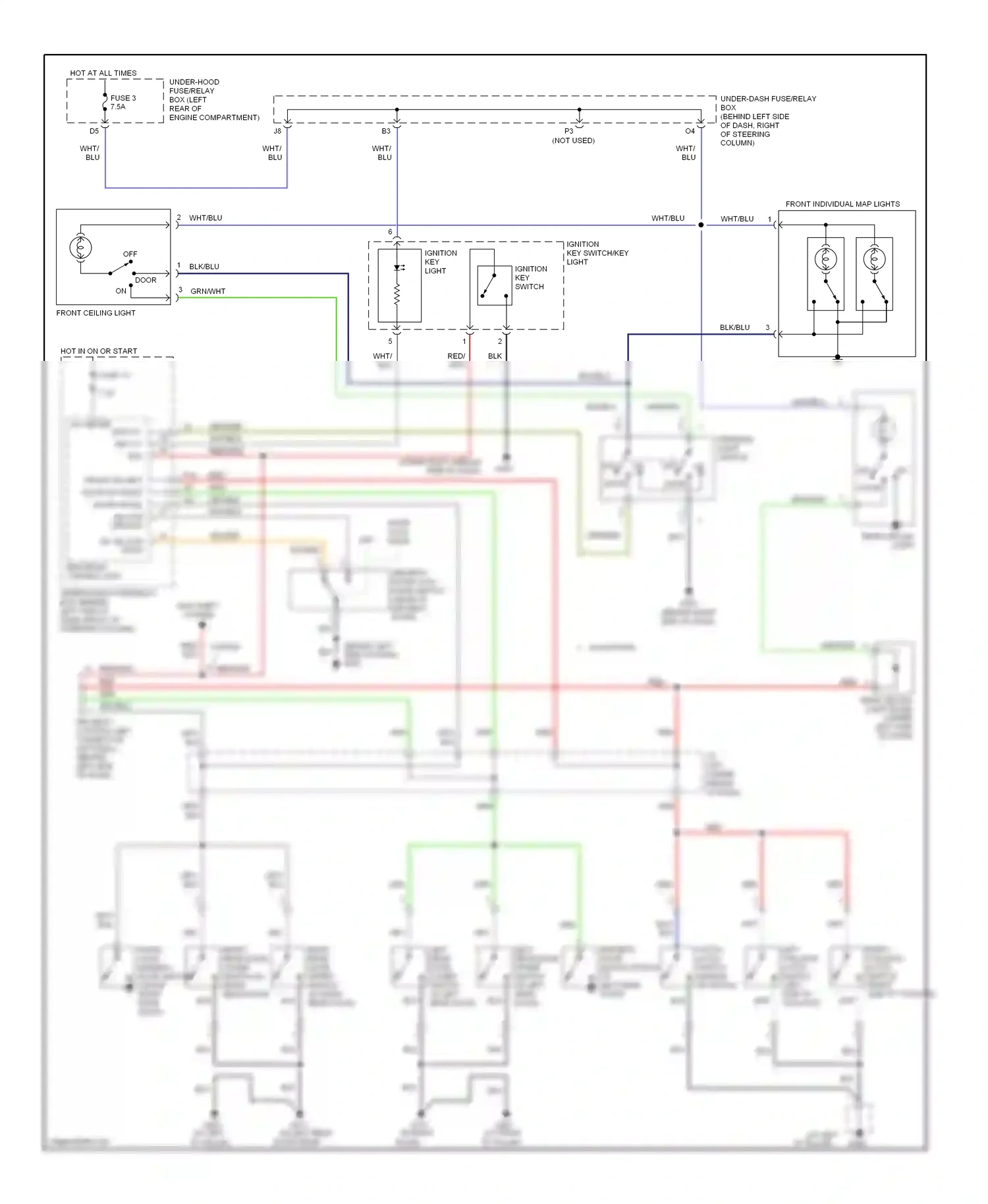 Wiring diagram ignition key light for Honda Element YH2 facelift 2 (2008-2011) (2 of 3)