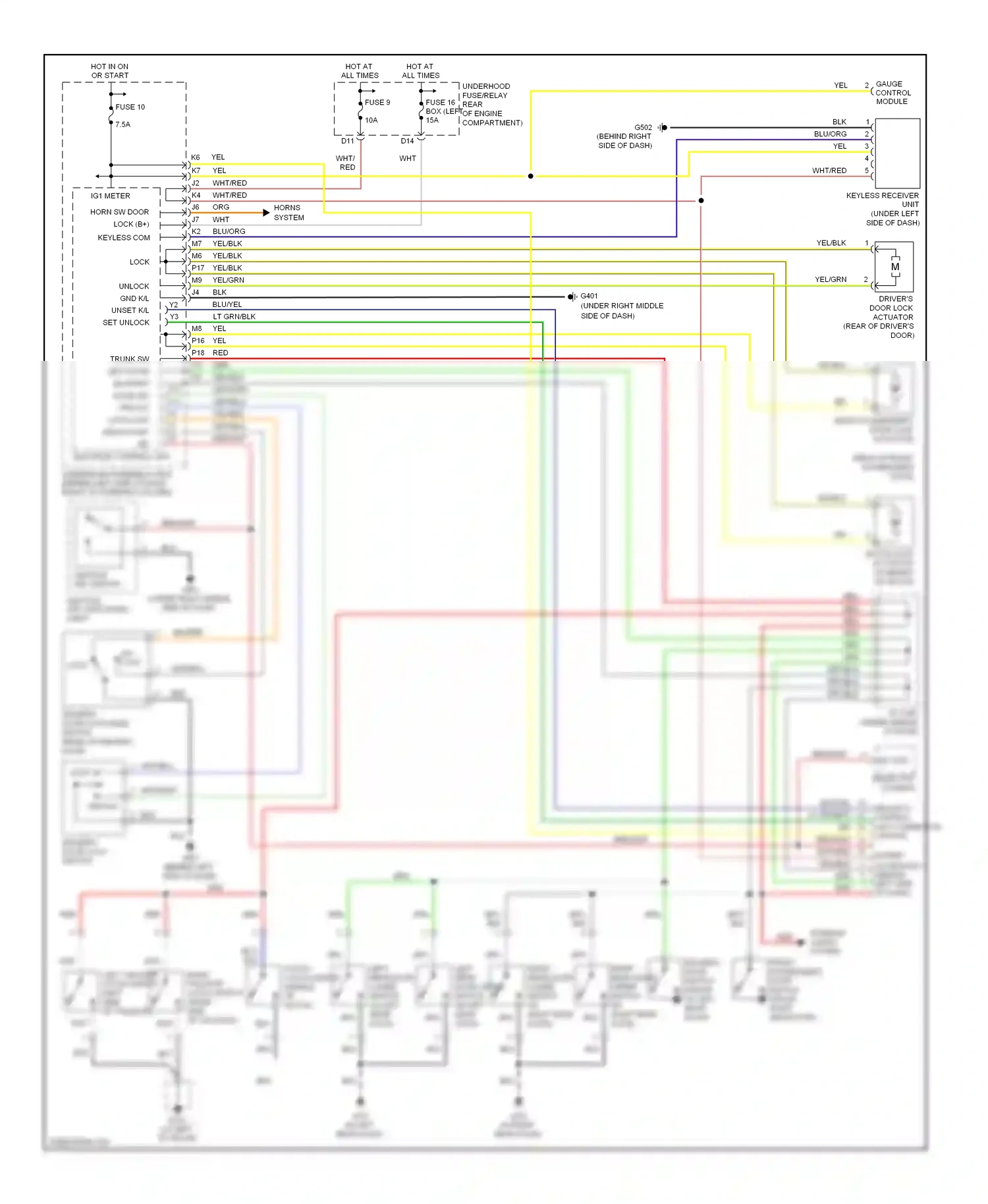 Honda Element YH2 facelift 2 (2008-2011) lock wiring diagram  (2 of 3)