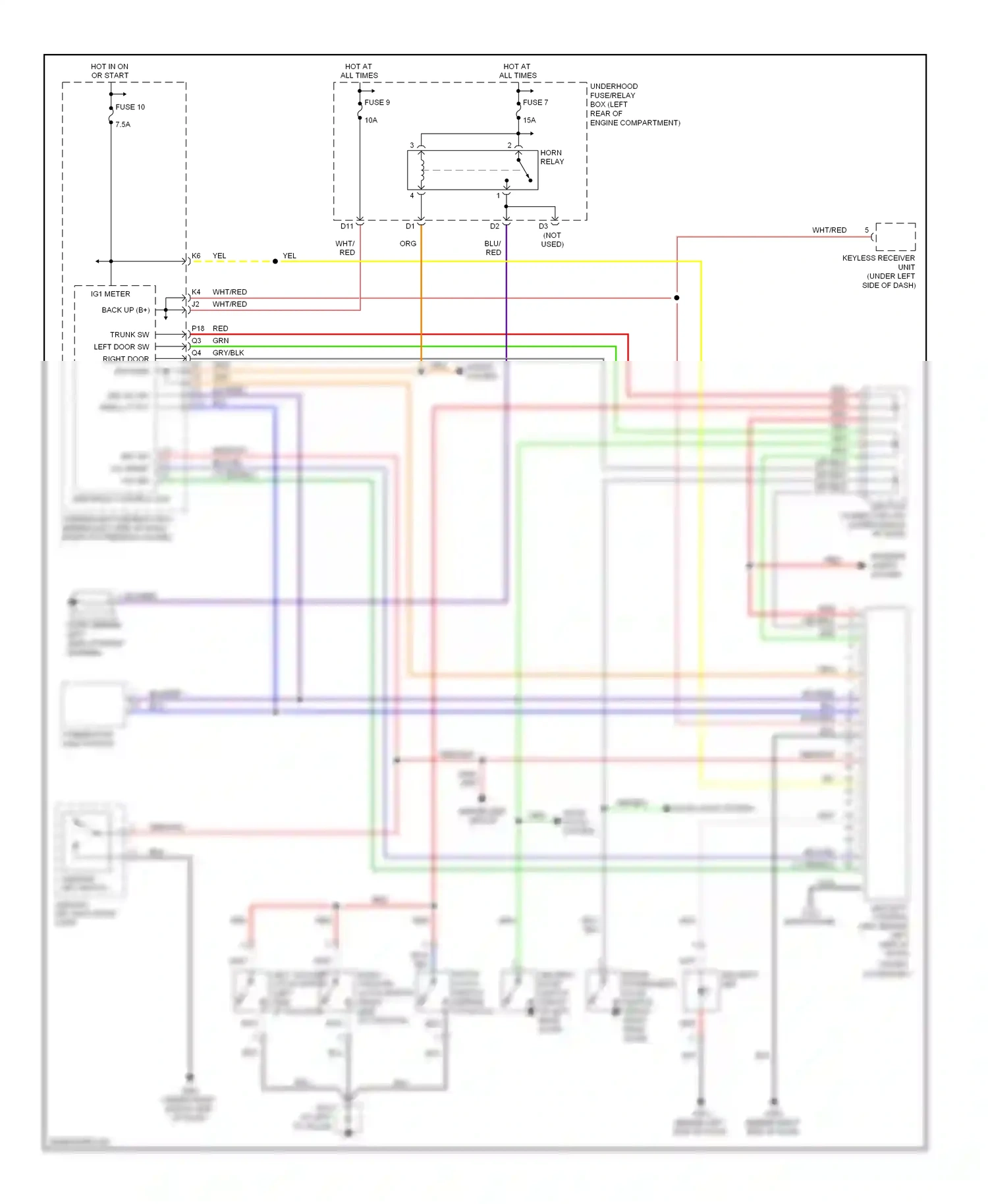 Wiring diagram multiplex control unit for Honda Element YH2 facelift 2 (2008-2011) (4 of 22)