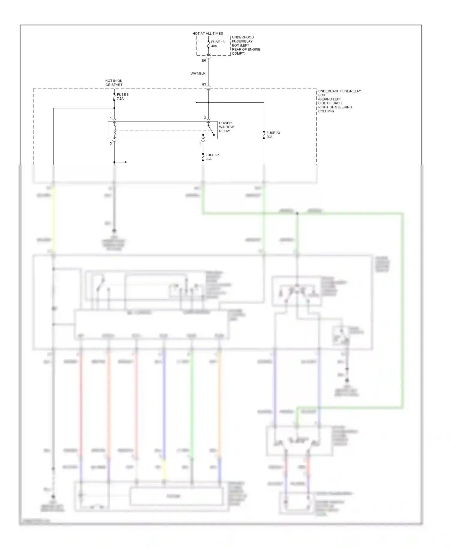 Wiring diagram power window master switch for Honda Element YH2 facelift 2 (2008-2011) (3 of 3)