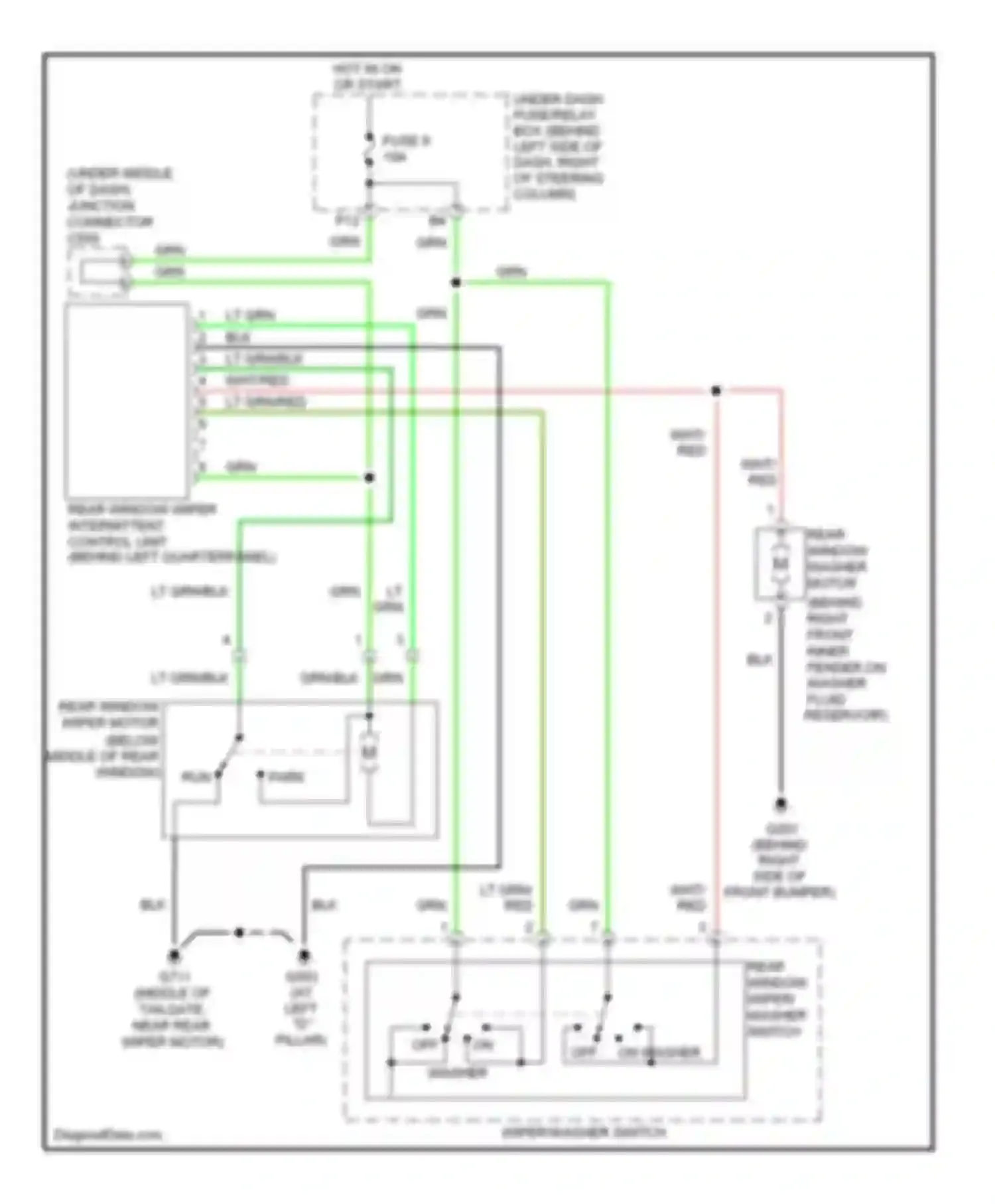 Wiring diagram rear window wiper/ washer switch for Honda Element YH2 facelift 2 (2008-2011) (1 of 1)