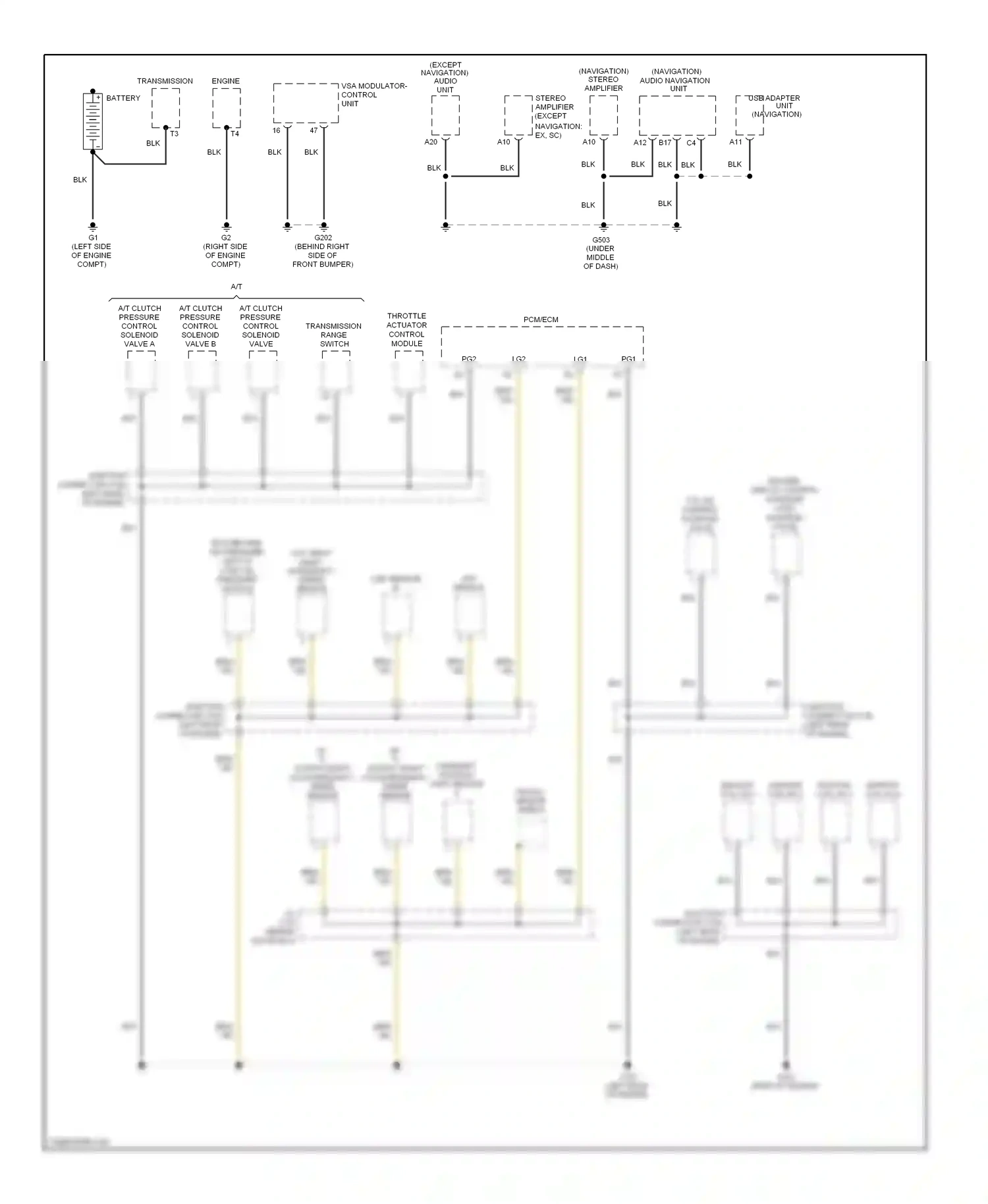 Wiring diagram transmission range switch for Honda Element YH2 facelift 2 (2008-2011) (1 of 2)