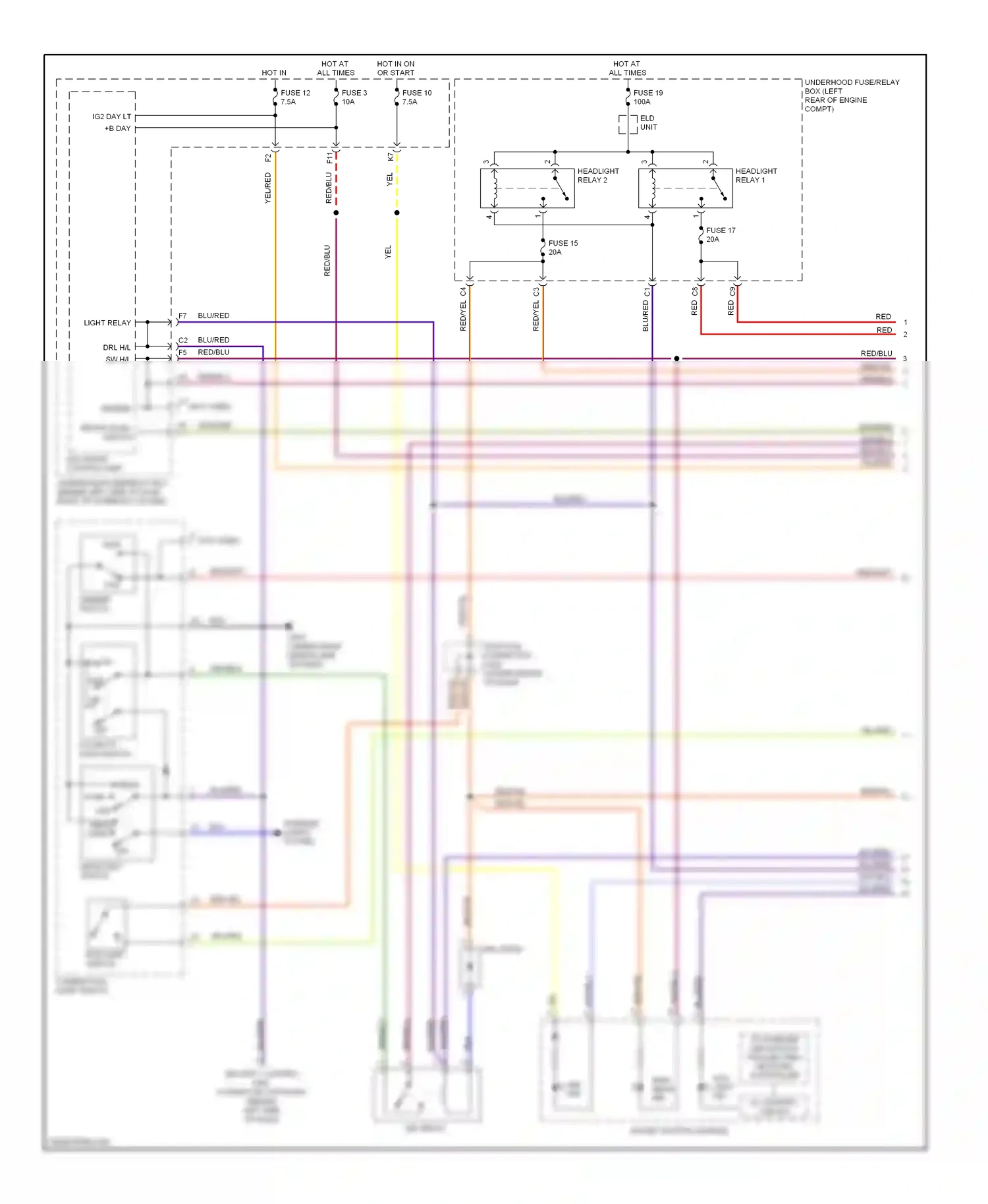 Wiring diagram dimmer hi for Honda Element YH2 facelift (2006-2008) (3 of 4)
