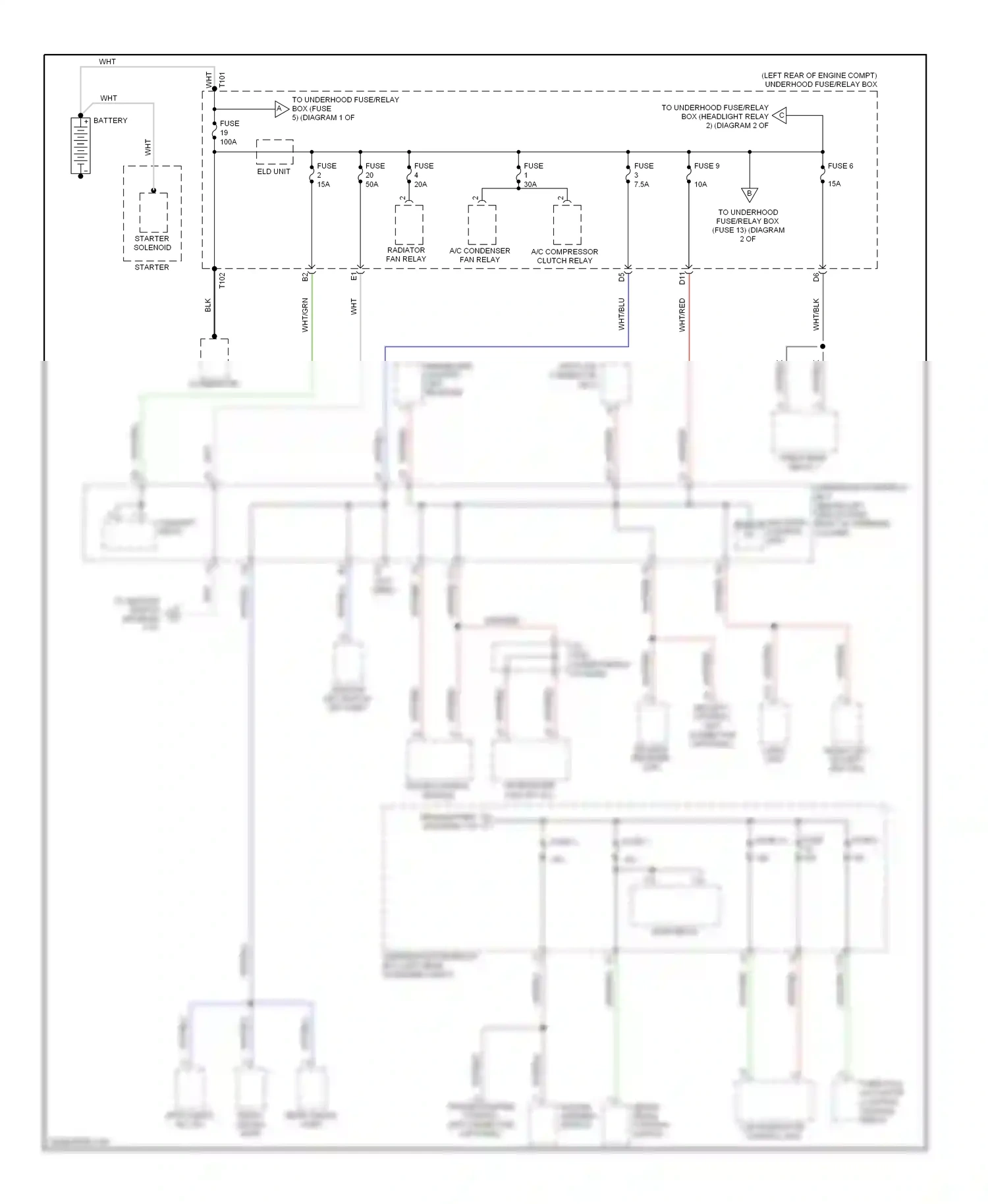 Wiring diagram hazard warning switch for Honda Element YH2 facelift (2006-2008) (3 of 4)