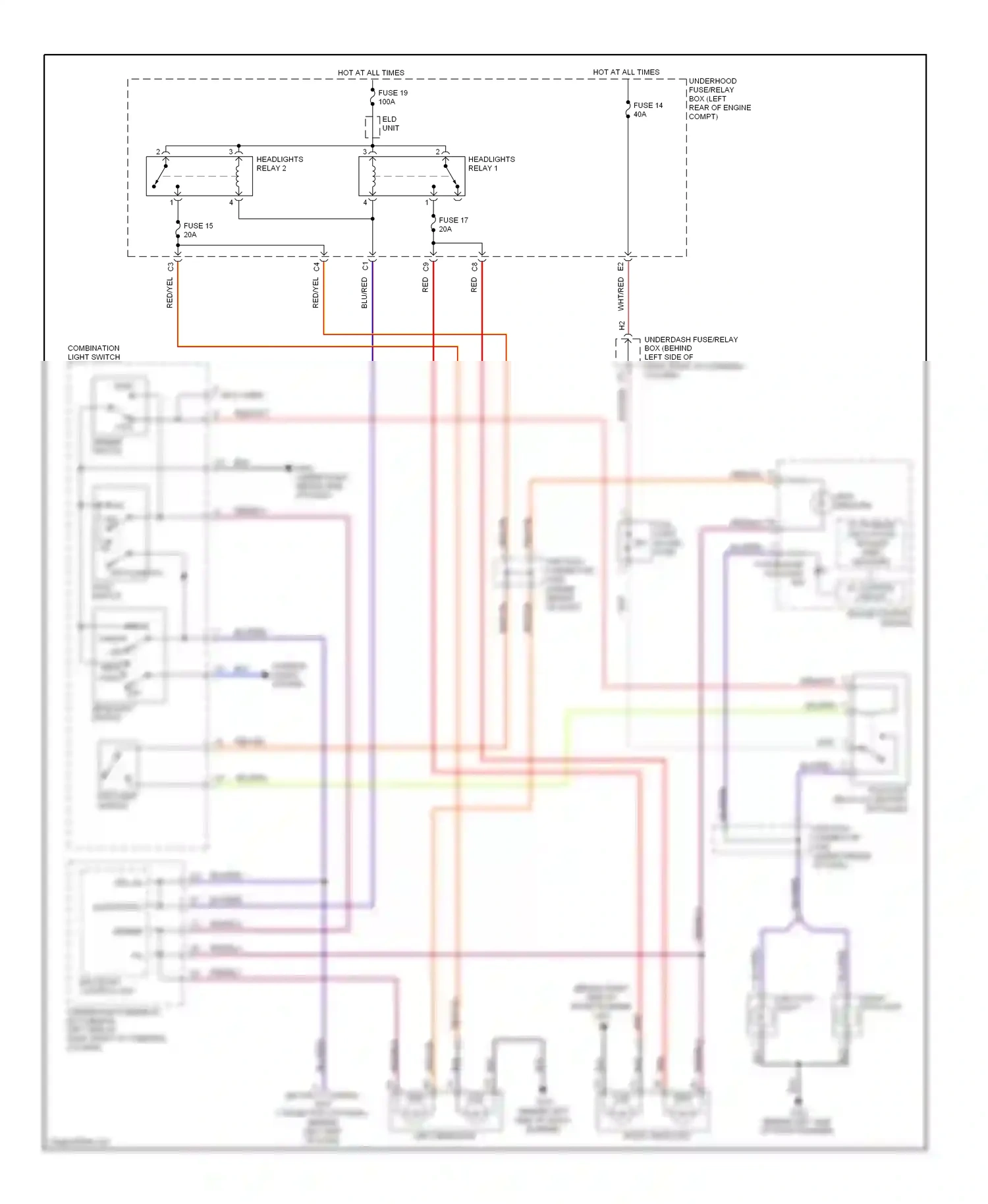 Wiring diagram headlights relay 1 for Honda Element YH2 facelift (2006-2008) (1 of 1)