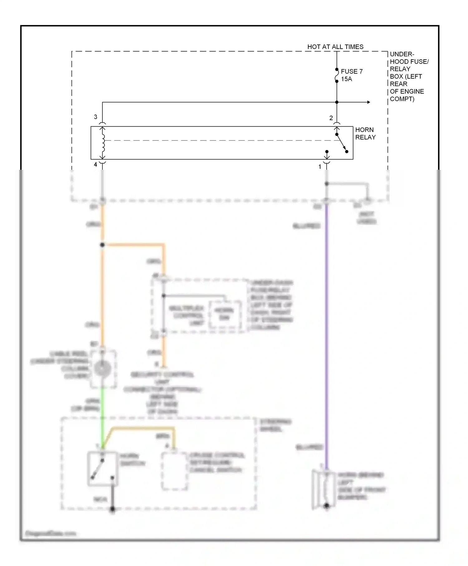 Wiring diagram horn switch for Honda Element YH2 facelift (2006-2008) (2 of 2)