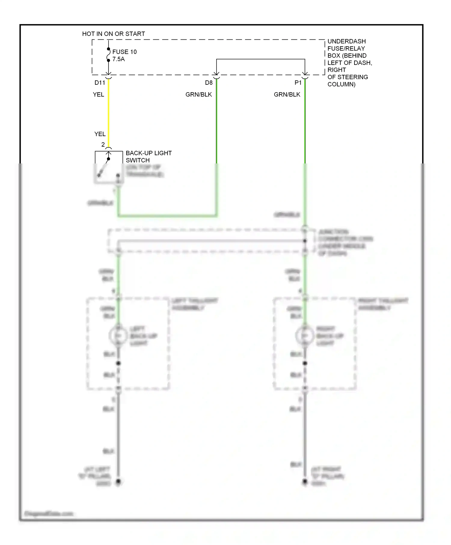Wiring diagram right taillight assembly for Honda Element YH2 facelift (2006-2008) (2 of 4)