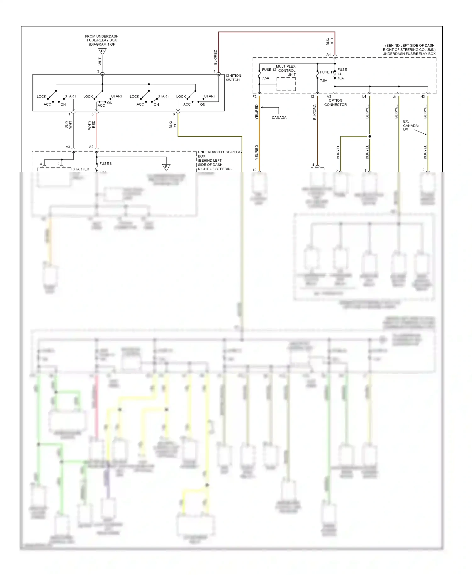Honda Element YH2 (2003-2006) abs modulator control unit (ex) heater control panel wiring diagram  (1 of 1)