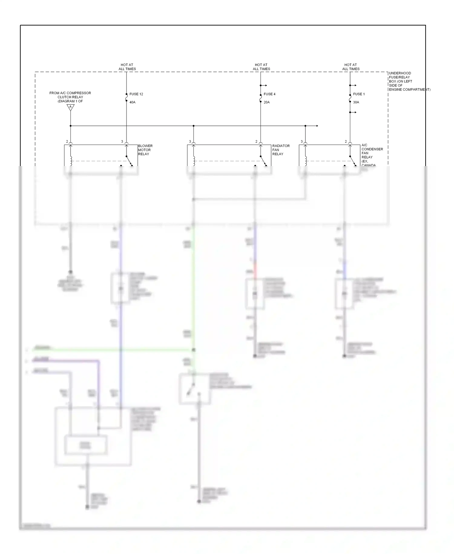 Honda Element YH2 (2003-2006) blower motor relay wiring diagram  (1 of 3)