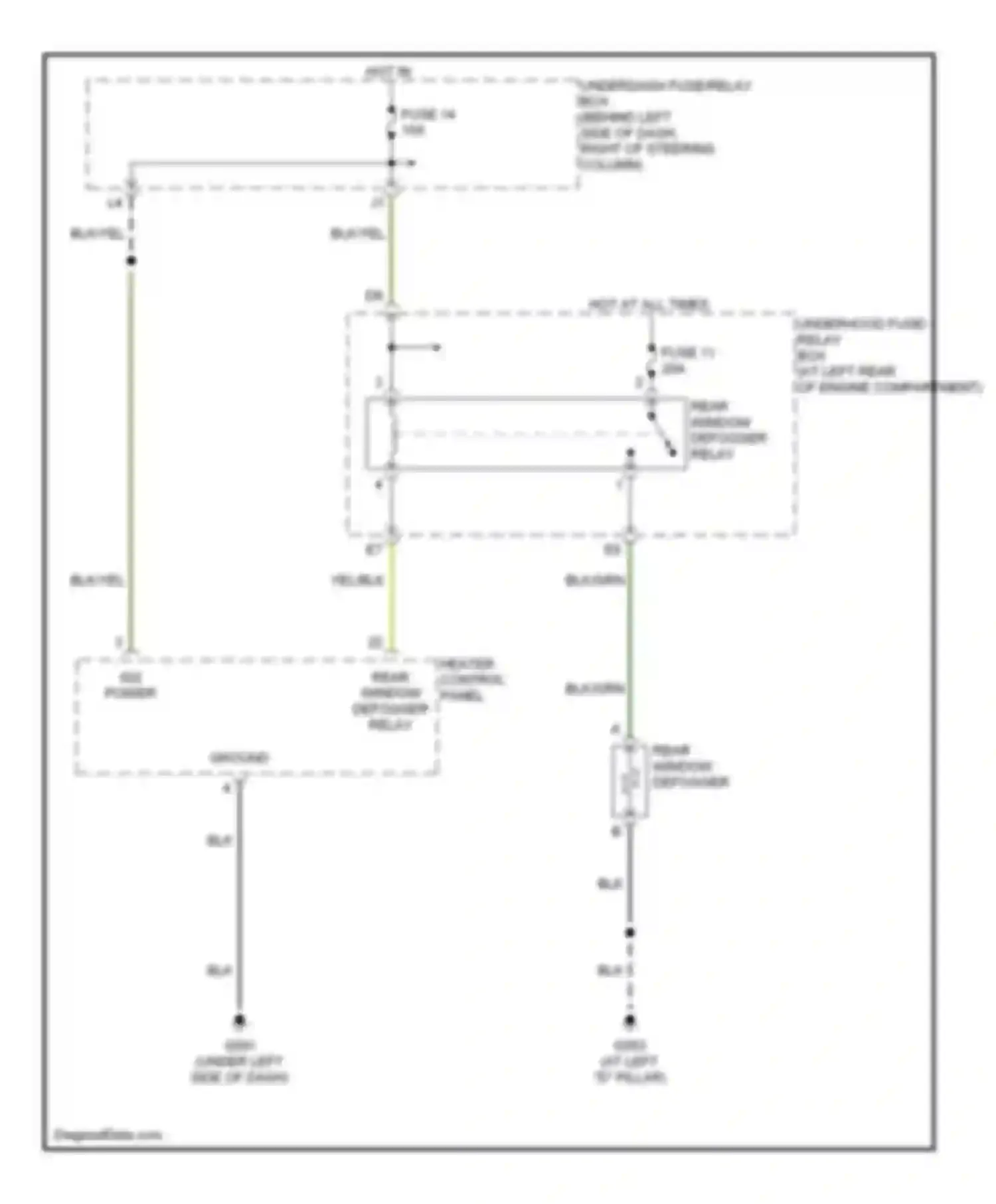 Wiring diagram heater control panel rear window defogger relay for Honda Element YH2 (2003-2006)