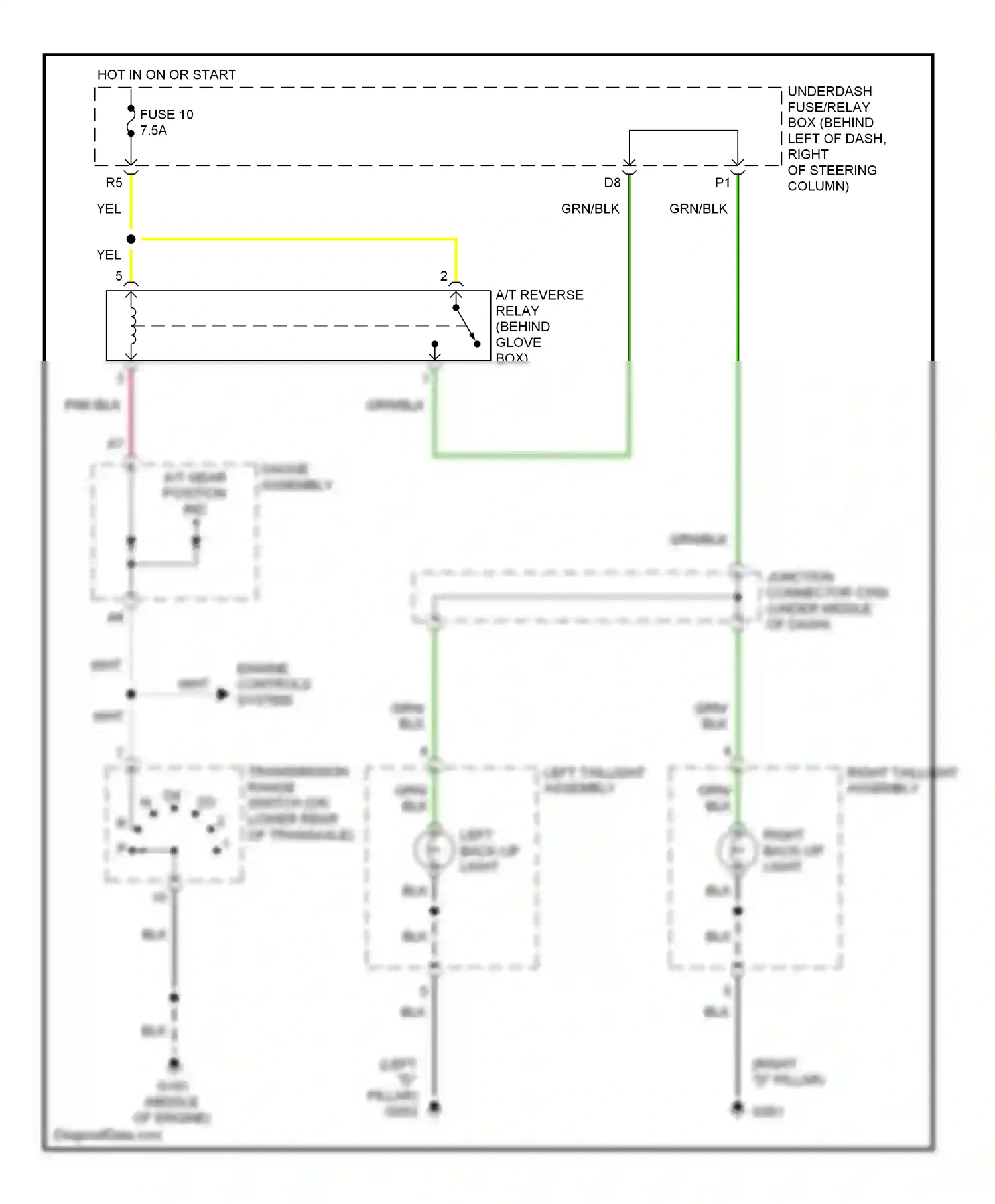 Honda Element YH2 (2003-2006) left back-up light wiring diagram  (1 of 4)