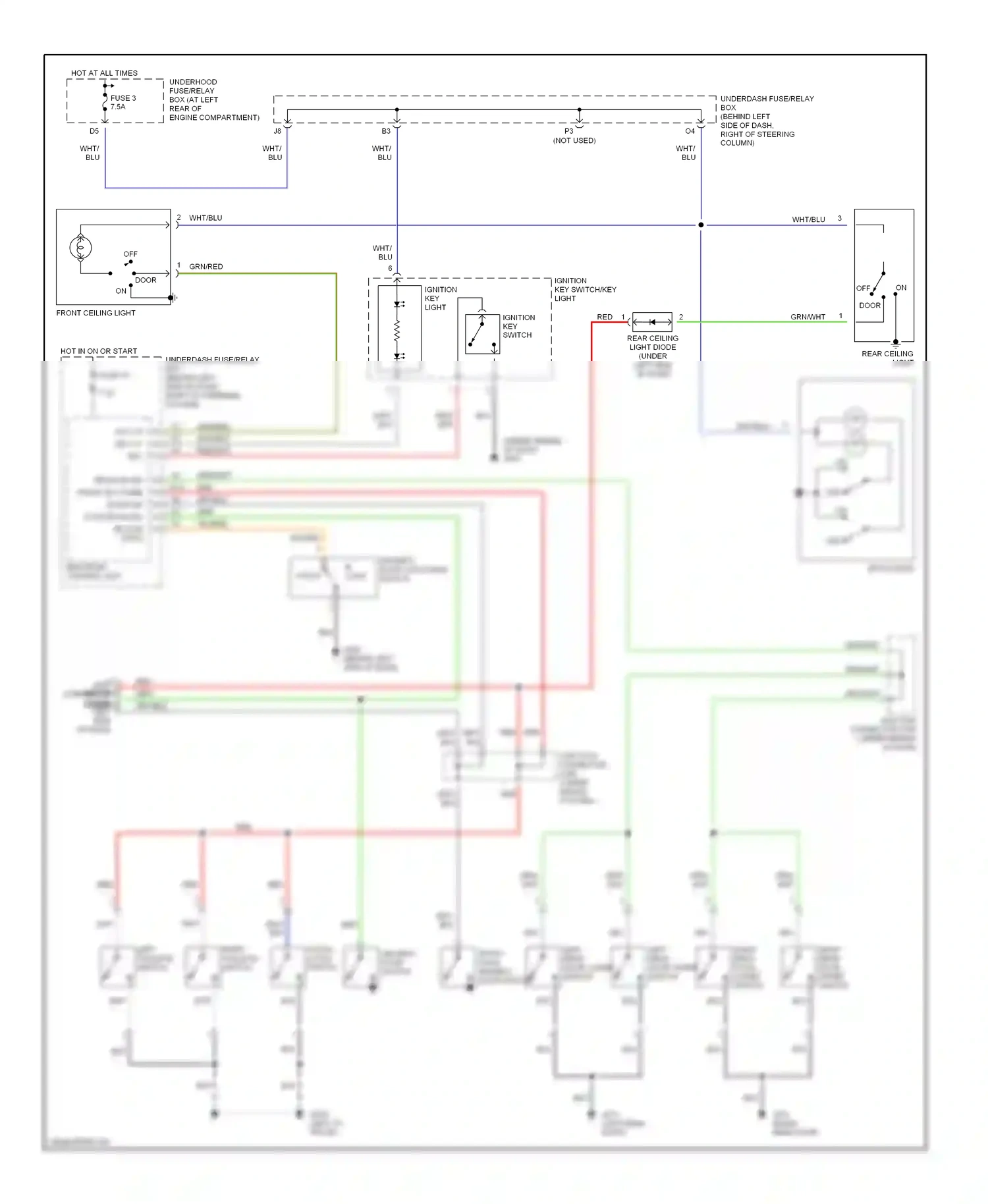 Honda Element YH2 (2003-2006) left rear door upper switch wiring diagram  (1 of 3)