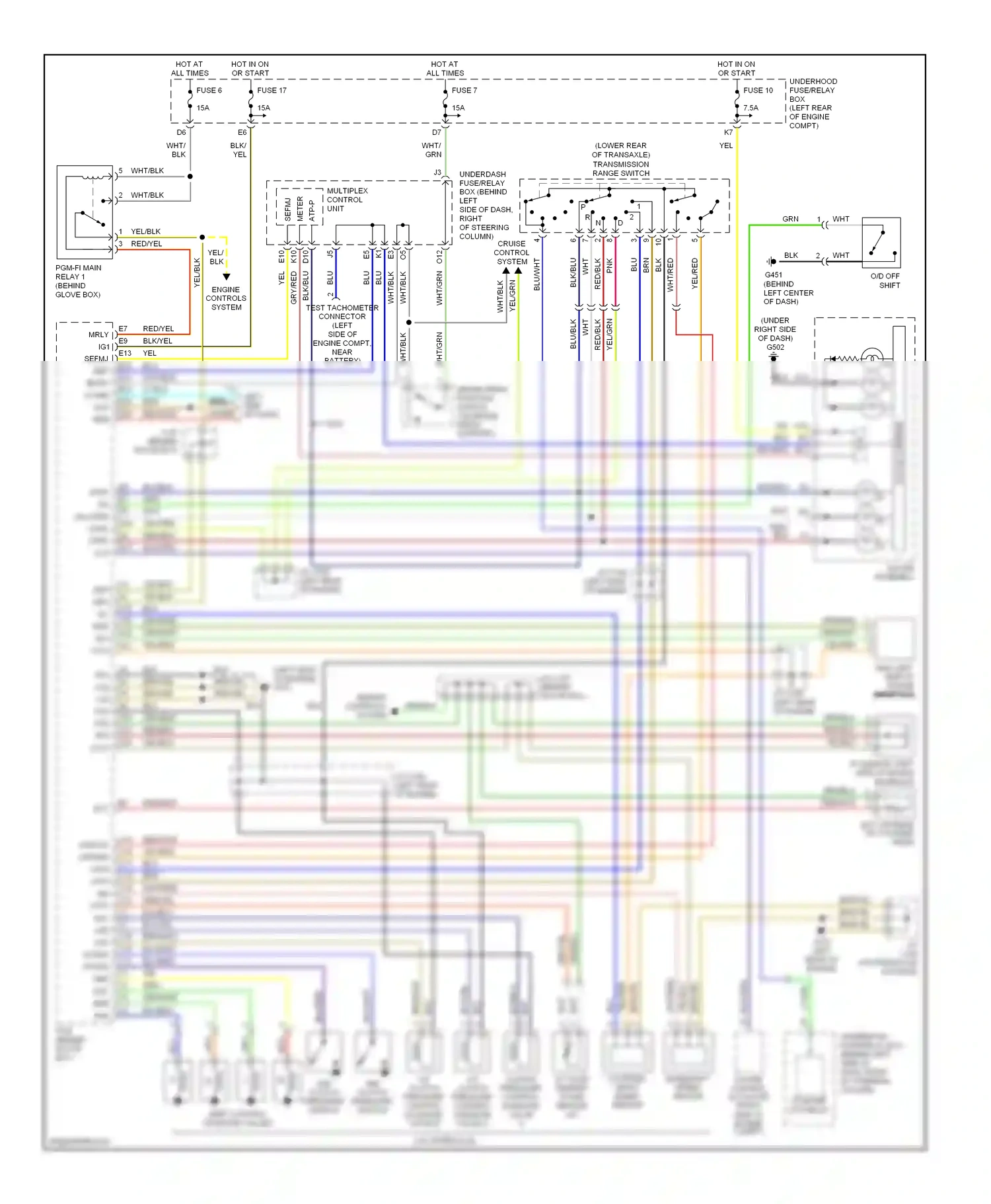 Honda Element YH2 (2003-2006) meter wiring diagram  (1 of 2)