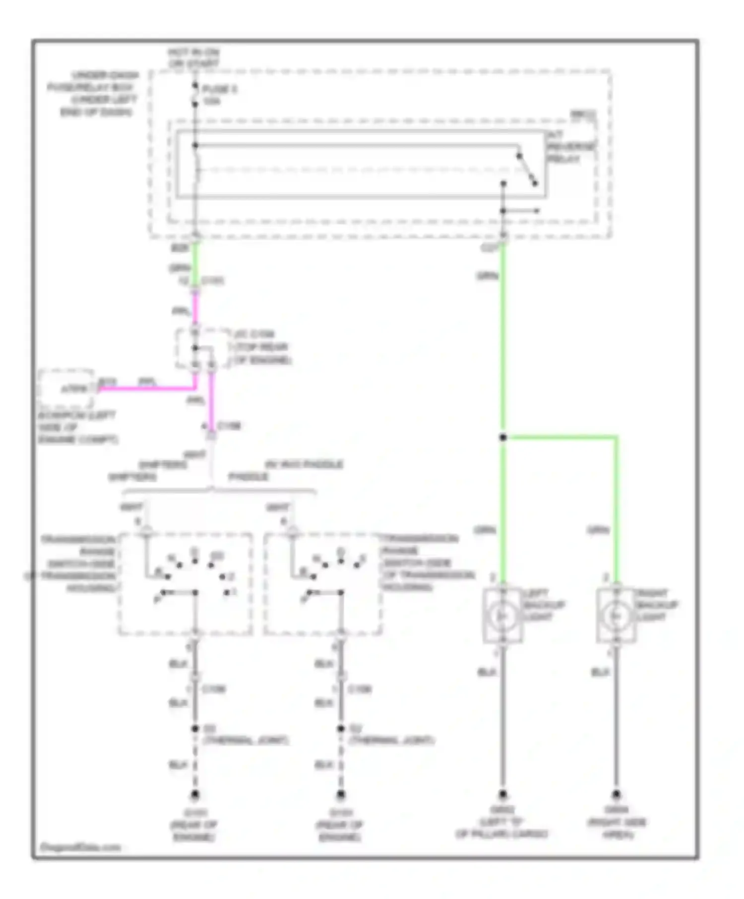 Wiring diagram left backup light for Honda Fit GE (2007-2014)