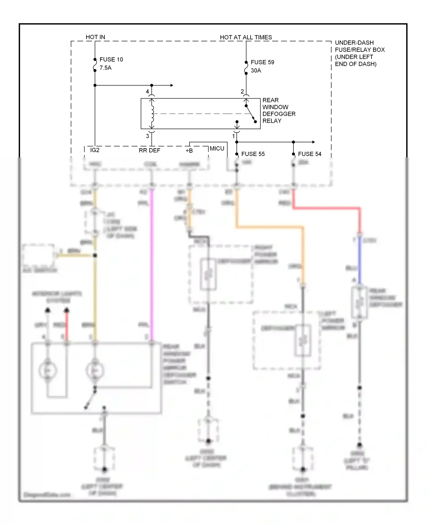 Wiring diagram left power mirror for Honda Fit GE (2007-2014) (1 of 1)
