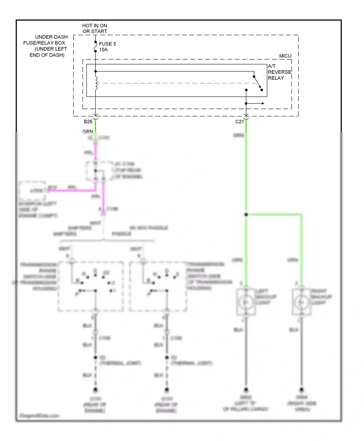 Wiring diagram right backup light for Honda Fit GE (2007-2014) (1 of 2)