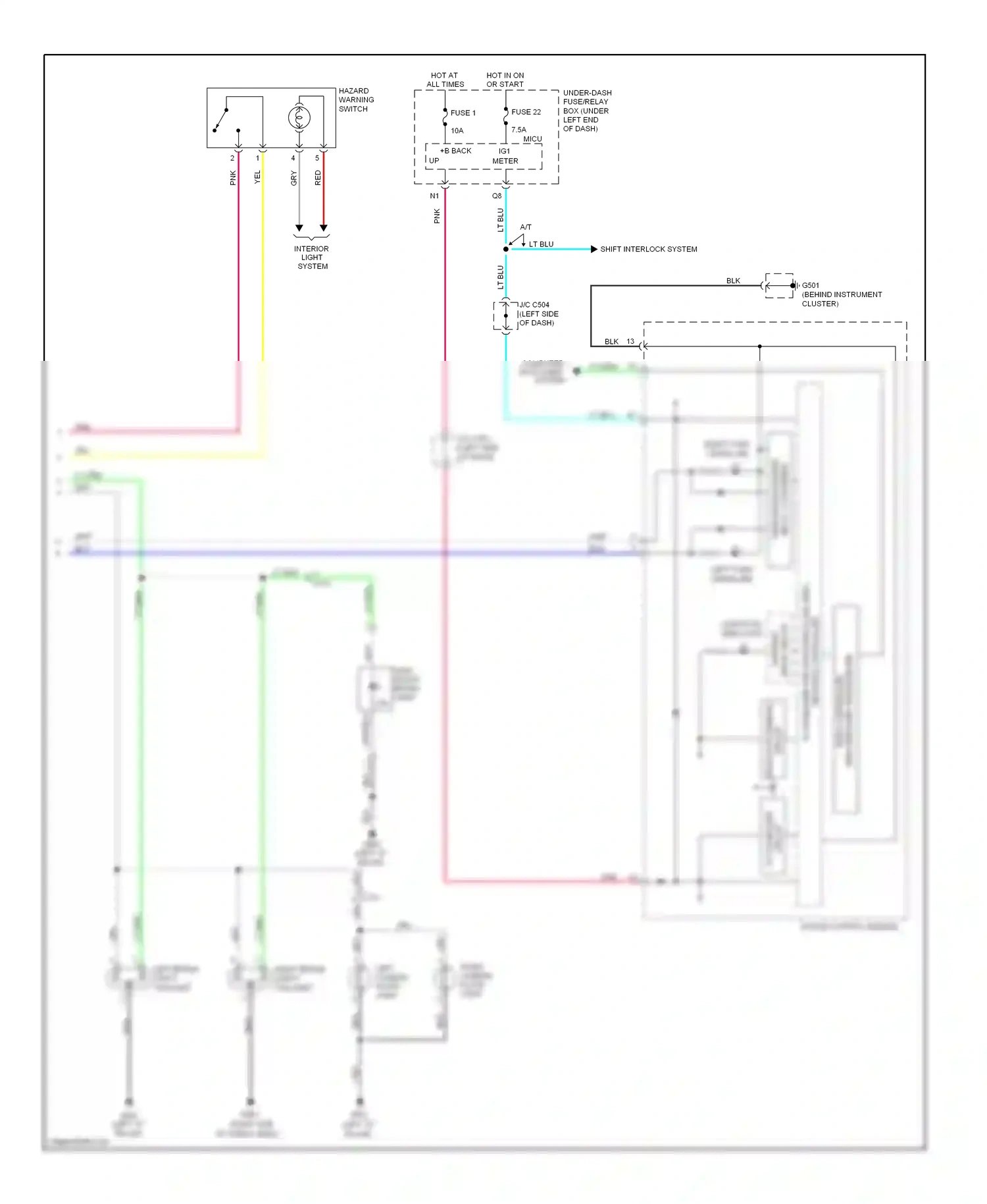 Wiring diagram shift interlock system for Honda Fit GE (2007-2014) (1 of 4)