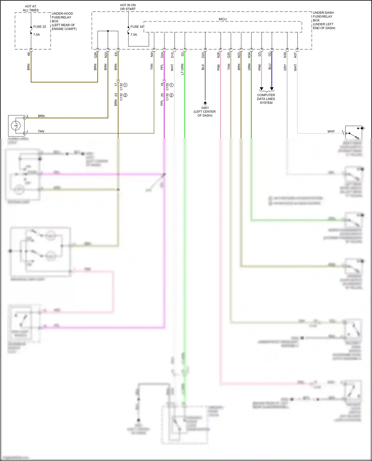 Wiring diagram cargo area light for Honda Fit GP facelift (2017-2020) (1 of 2)