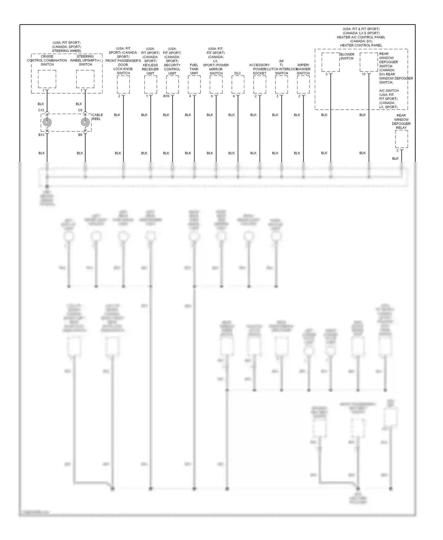 Wiring diagram accessory power socket for Honda Fit I (2004-2009) (1 of 2)