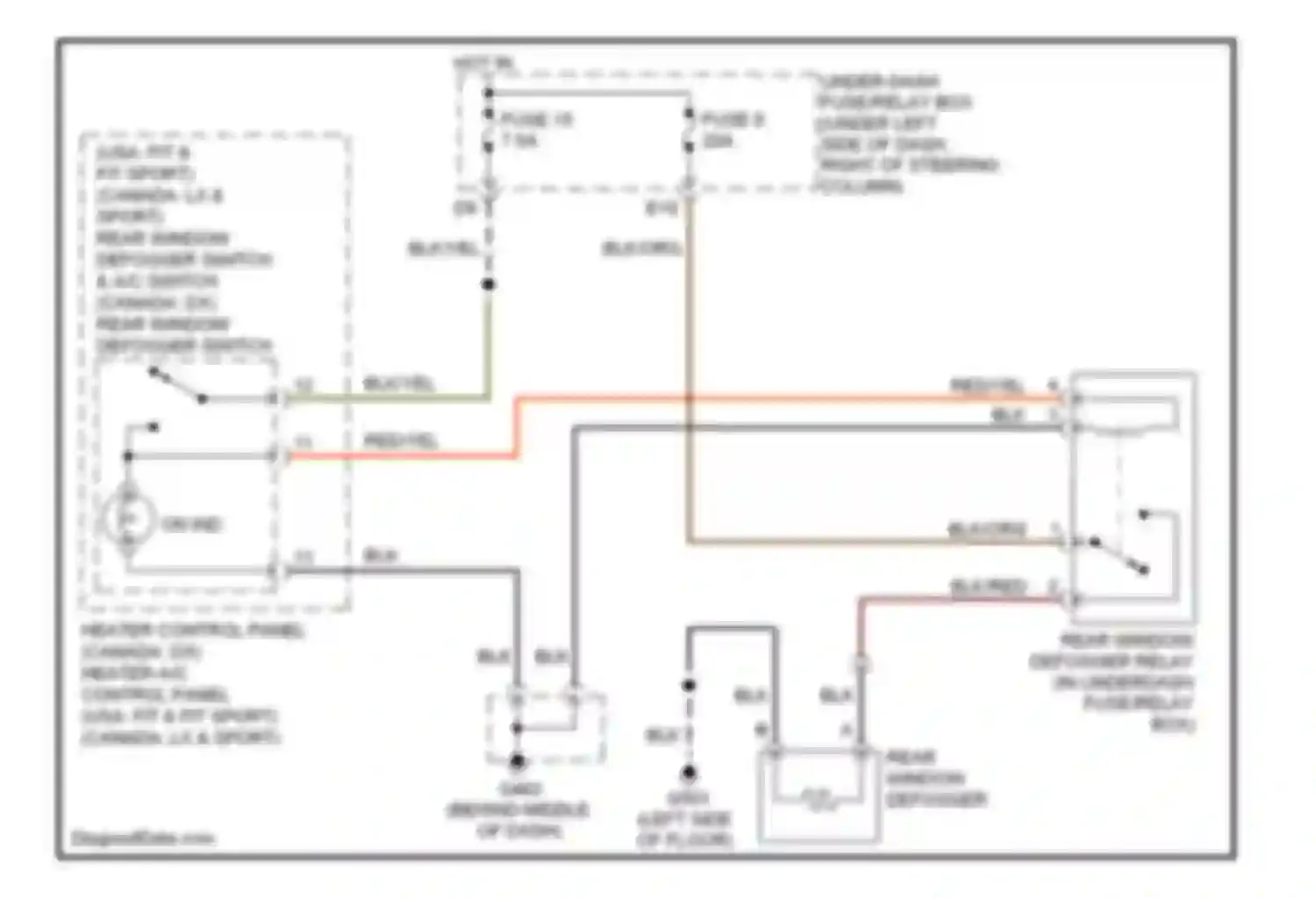 Wiring diagram fuse 9 for Honda Fit I (2004-2009)