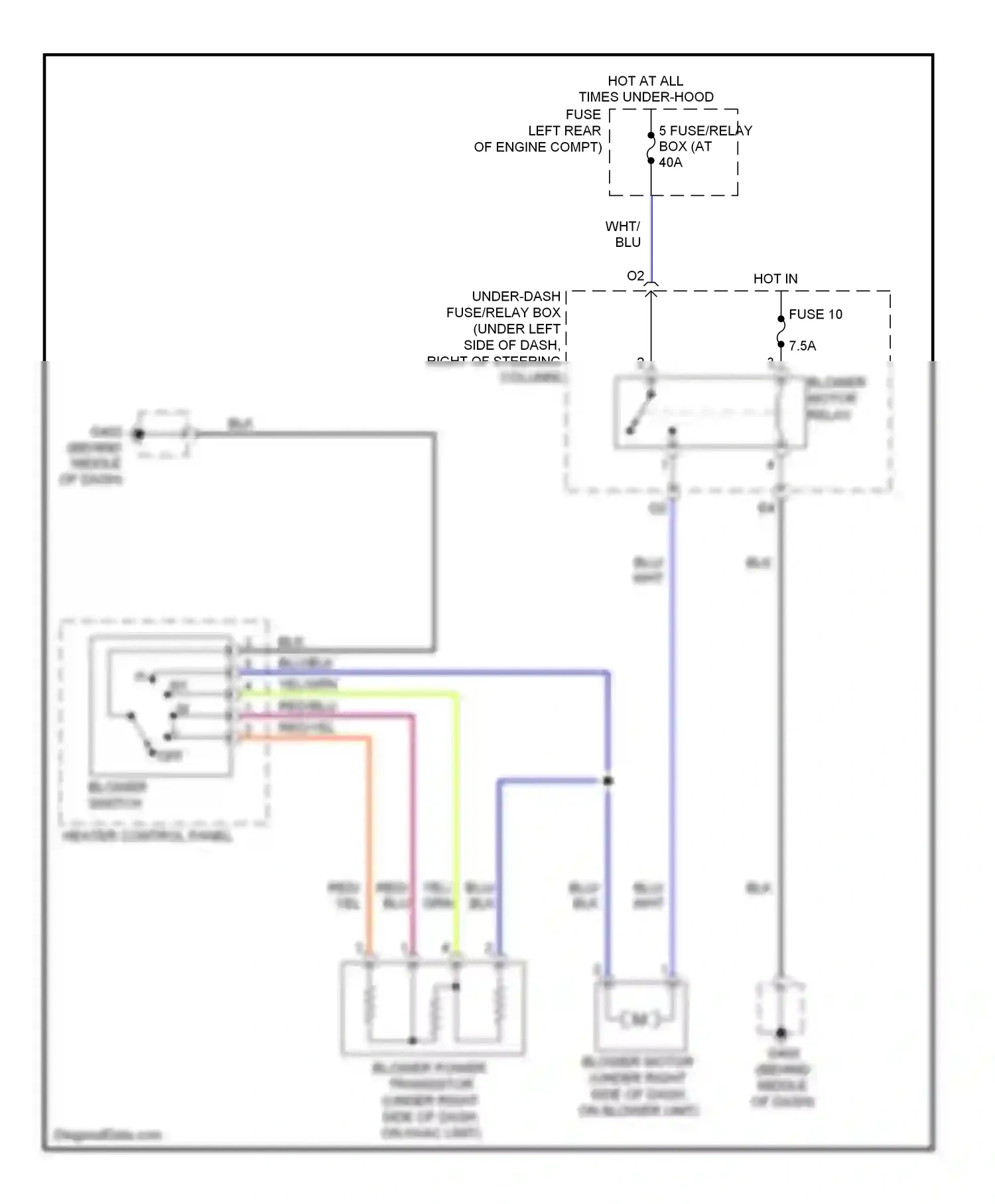 Wiring diagram blower switch for Honda Fit I (2004-2009) (2 of 3)