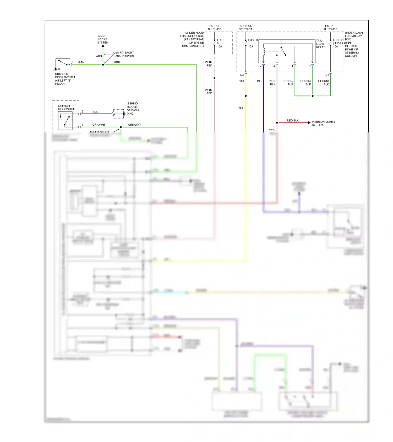 Wiring diagram combination light switch for Honda Fit I (2004-2009) (8 of 8)
