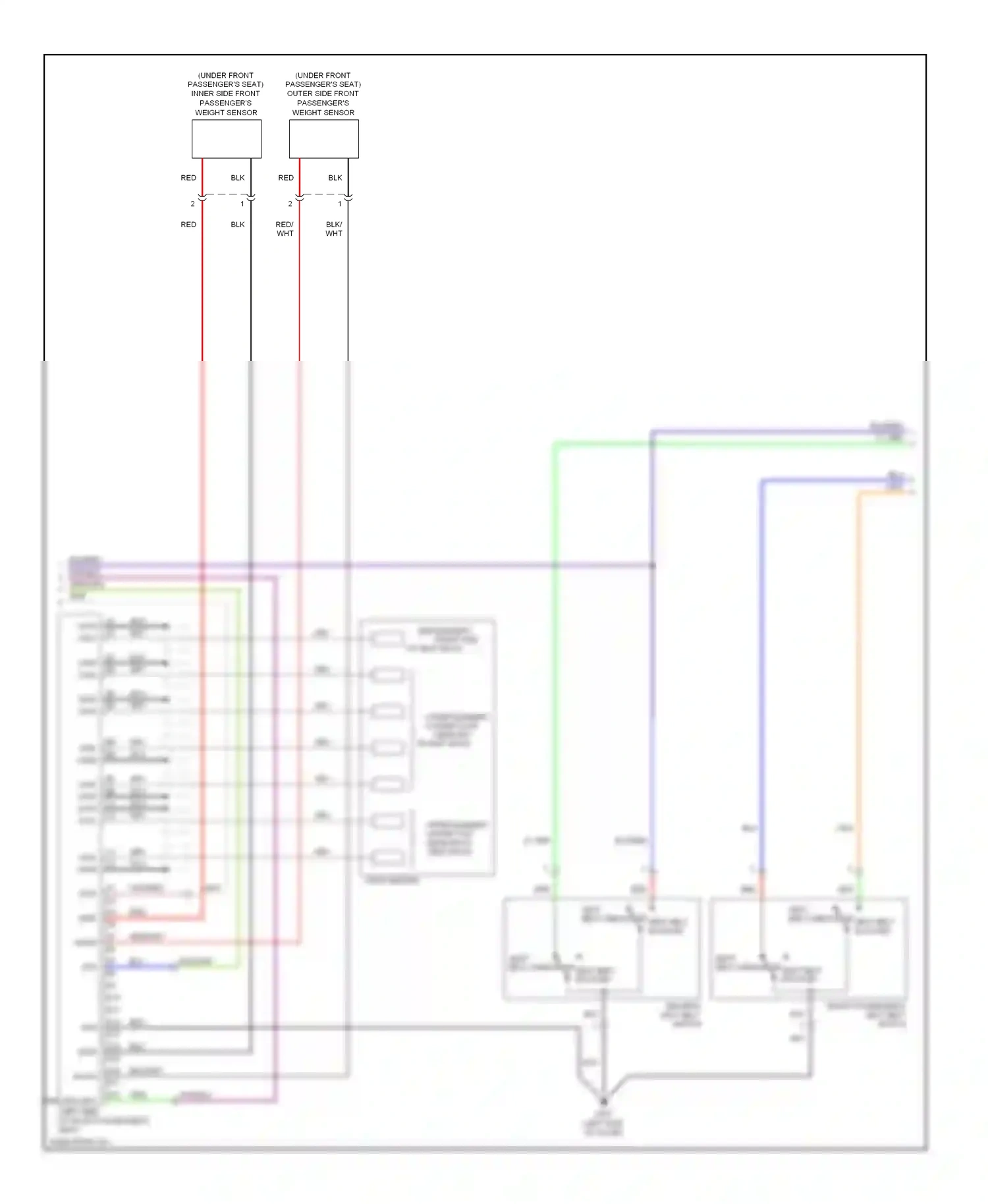 Wiring diagram front passenger's seat belt switch for Honda Fit I (2004-2009) (2 of 2)