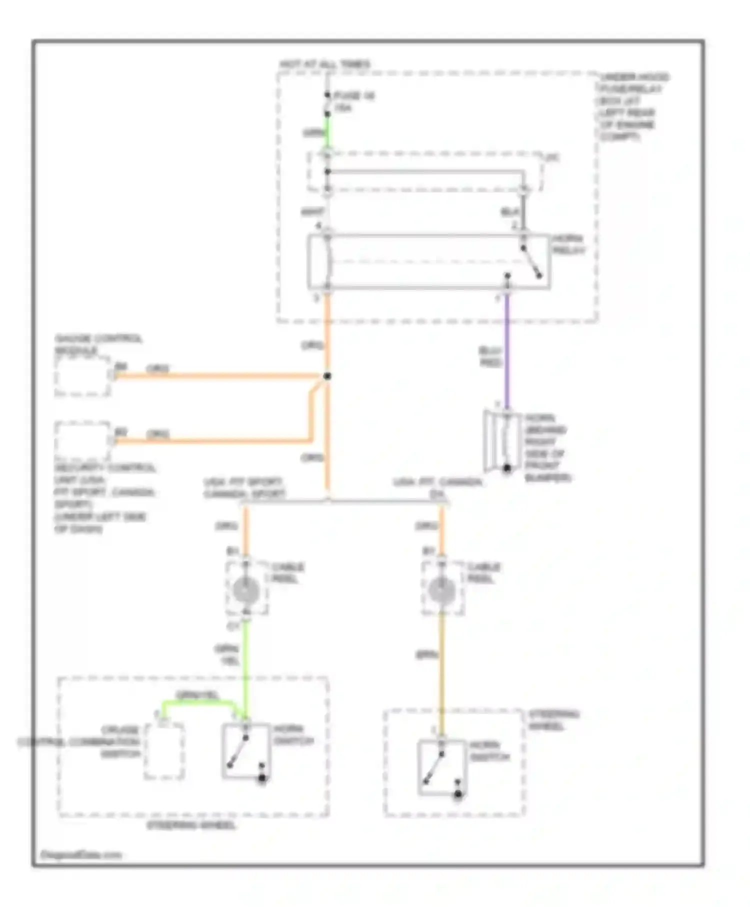 Wiring diagram cruise control combination switch for Honda Fit I (2004-2009)