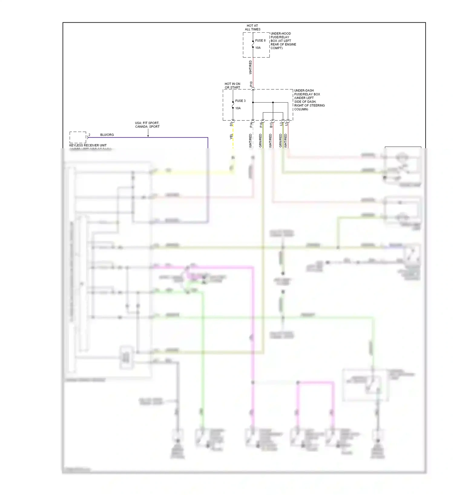 Wiring diagram ignition key switch/key light for Honda Fit I (2004-2009) (1 of 2)