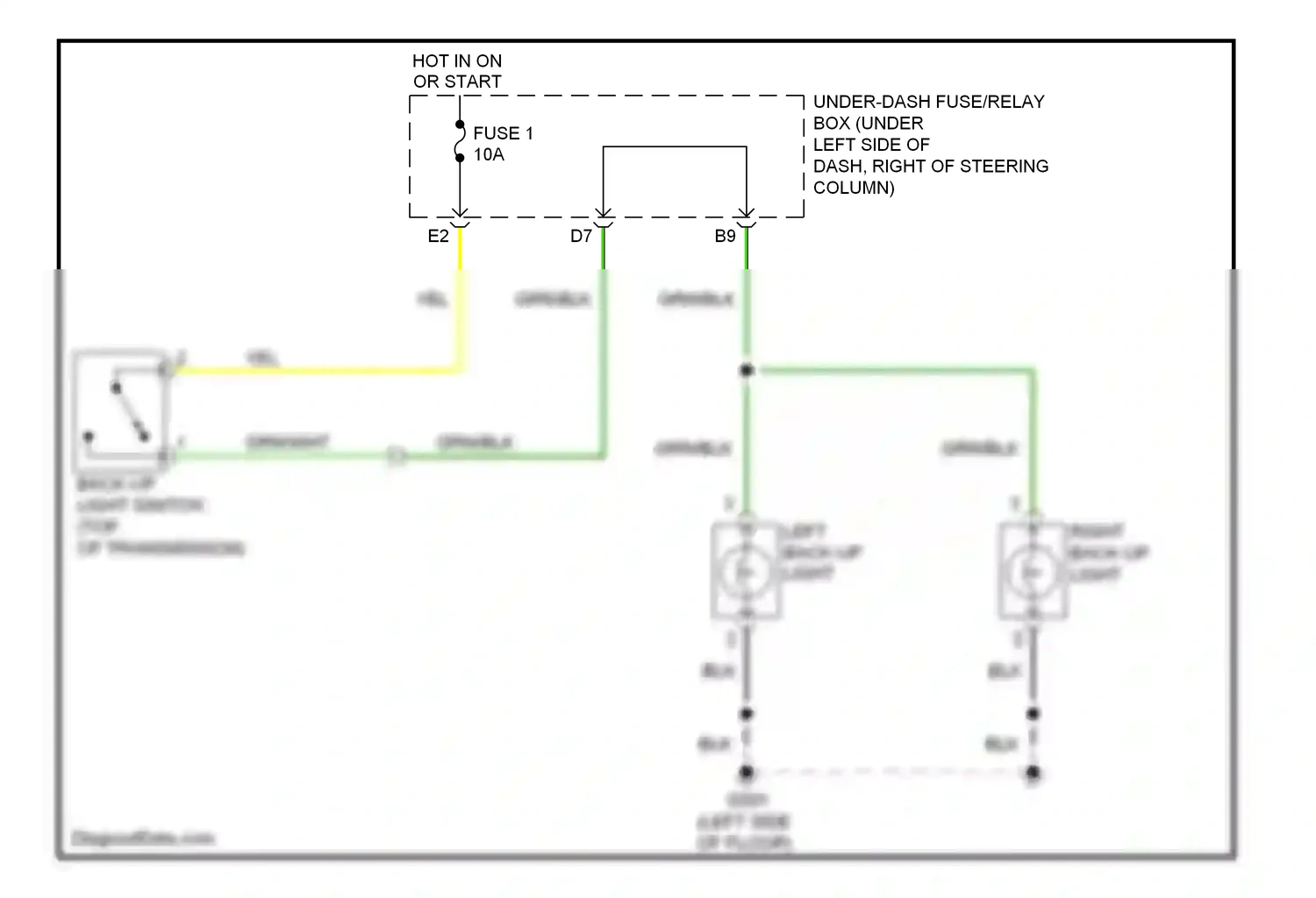 Wiring diagram left back-up light for Honda Fit I (2004-2009) (2 of 3)