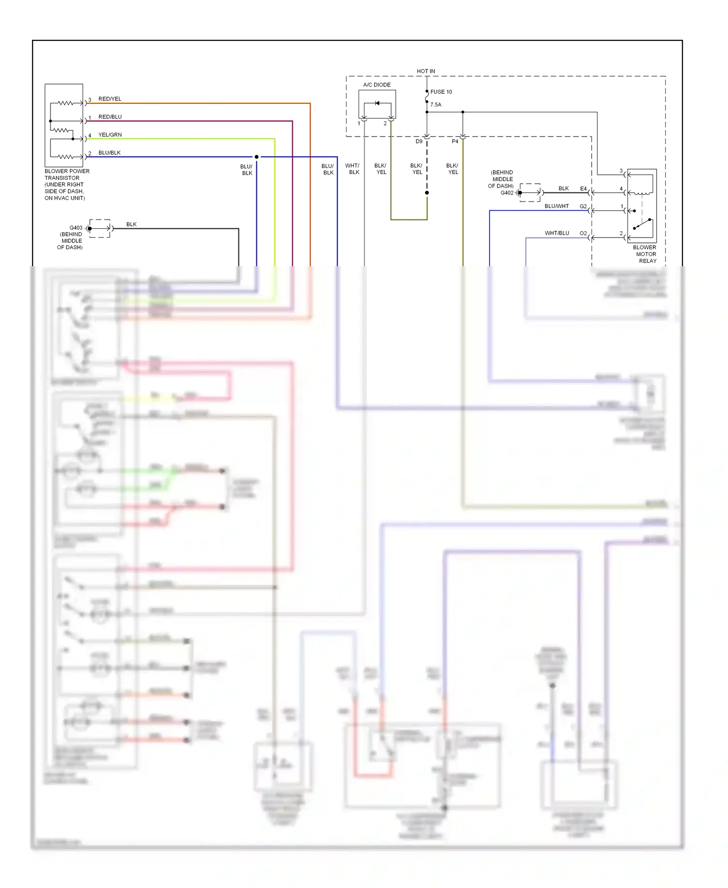 Wiring diagram rear window defogger switch, a/c switch for Honda Fit I (2004-2009) (1 of 1)