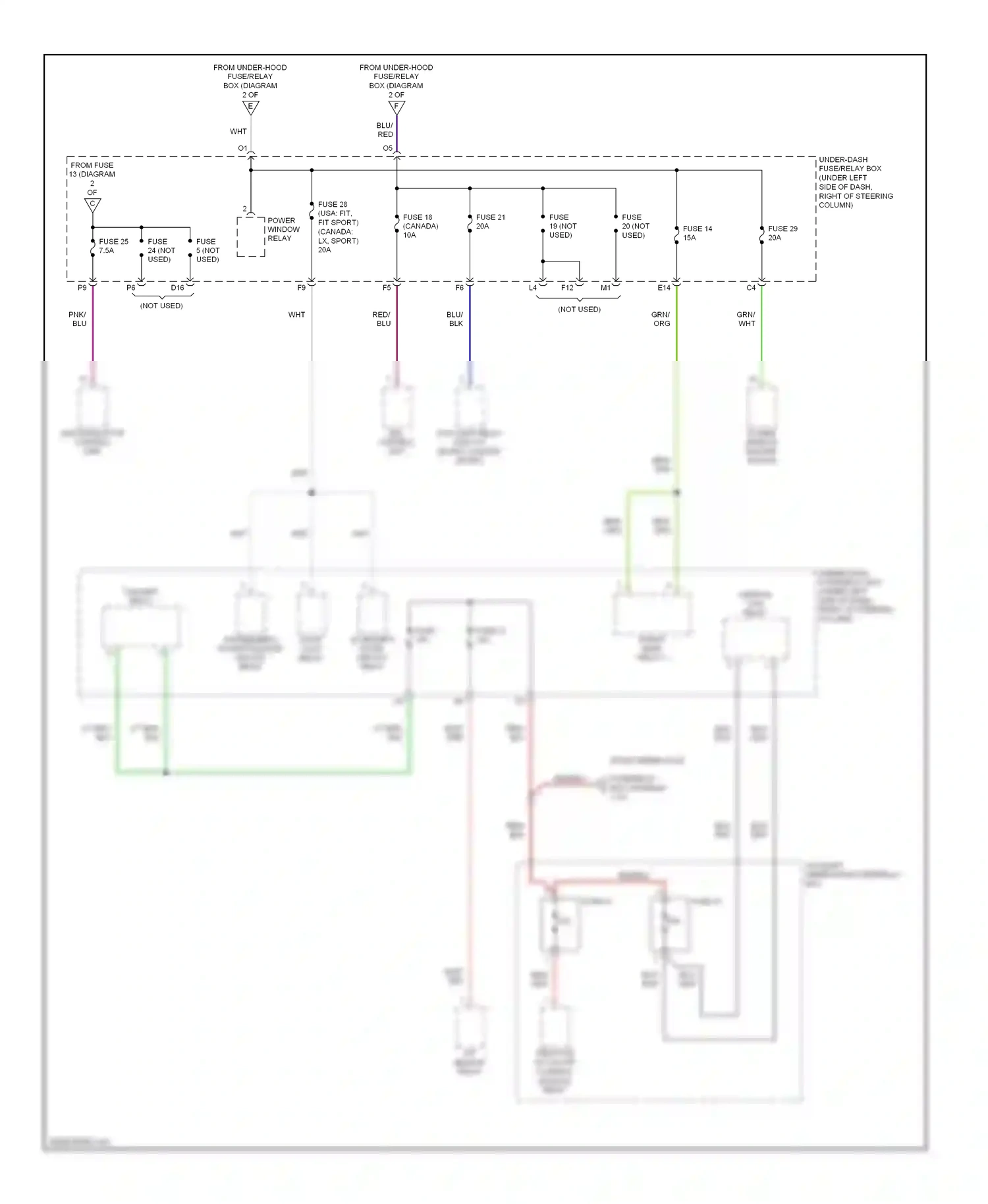 Wiring diagram throttle actuator control module relay for Honda Fit I (2004-2009) (2 of 3)