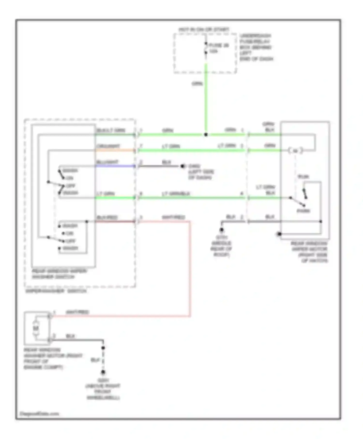 Insight Honda ZE1 (1999-2006): Rear washer/wiper circuit