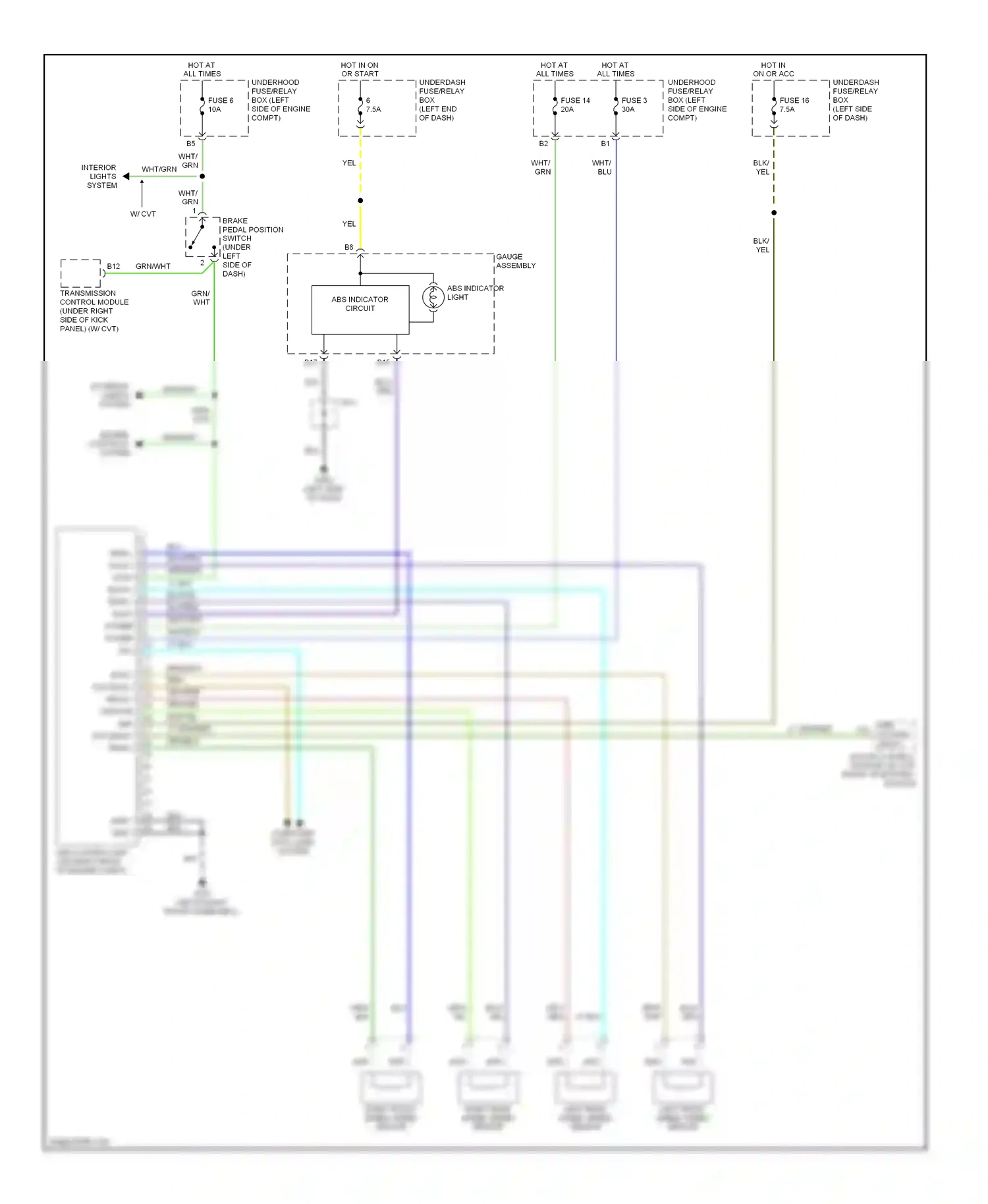 Wiring diagram abs indicator circuit for Honda Insight ZE1 (1999-2006) (1 of 1)