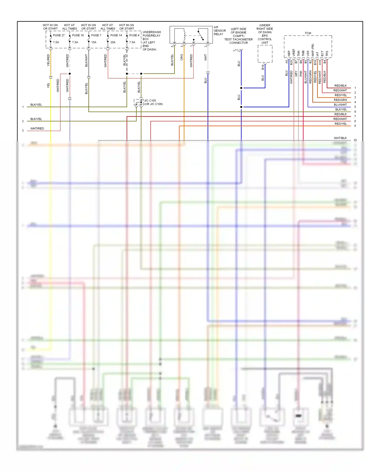 Wiring diagram a/f sensor relay for Honda Insight ZE1 (1999-2006) (1 of 1)