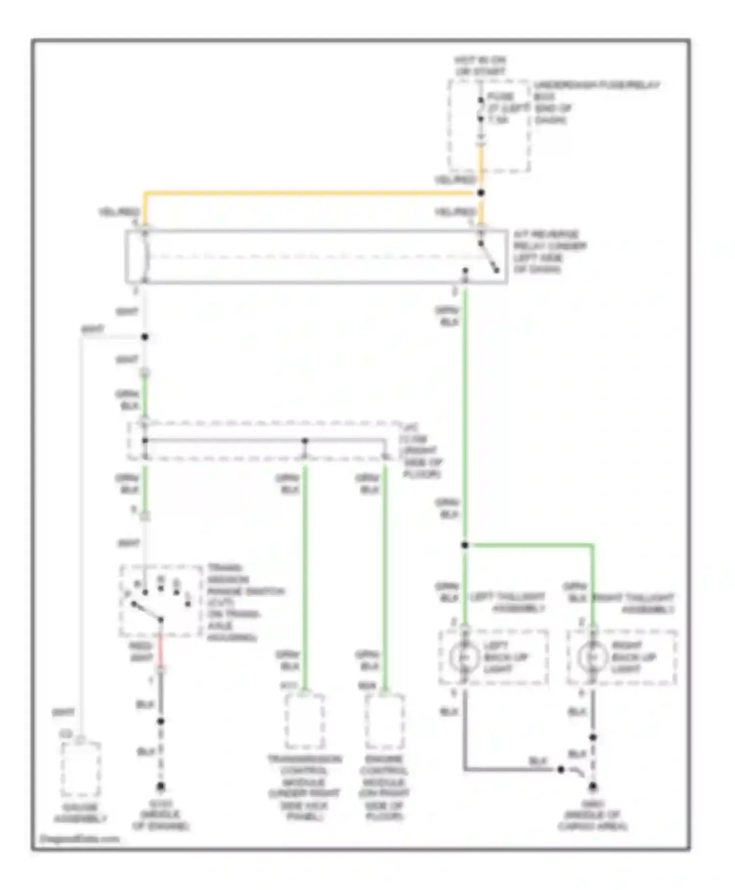 Wiring diagram right back-up light for Honda Insight ZE1 (1999-2006)
