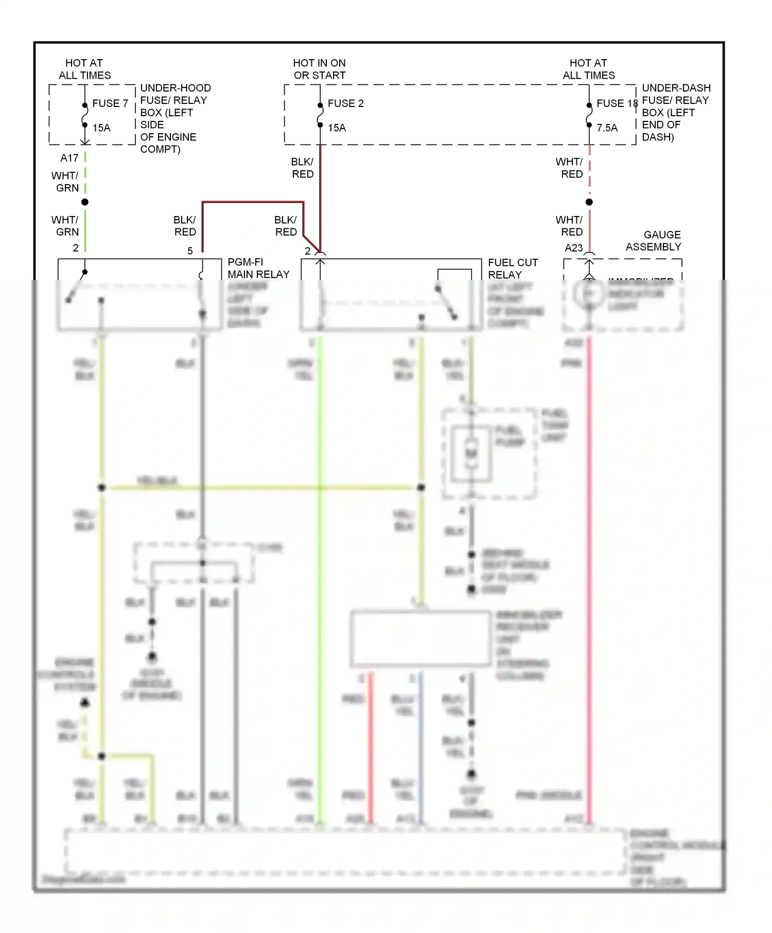 Wiring diagram engine controls system for Honda Insight ZE1 (1999-2006) (2 of 2)
