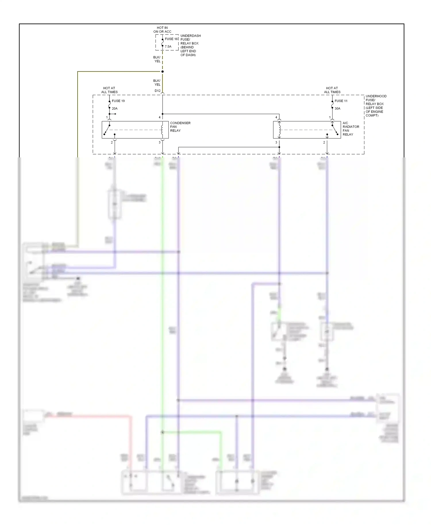 Wiring diagram fan control for Honda Insight ZE1 (1999-2006) (1 of 1)