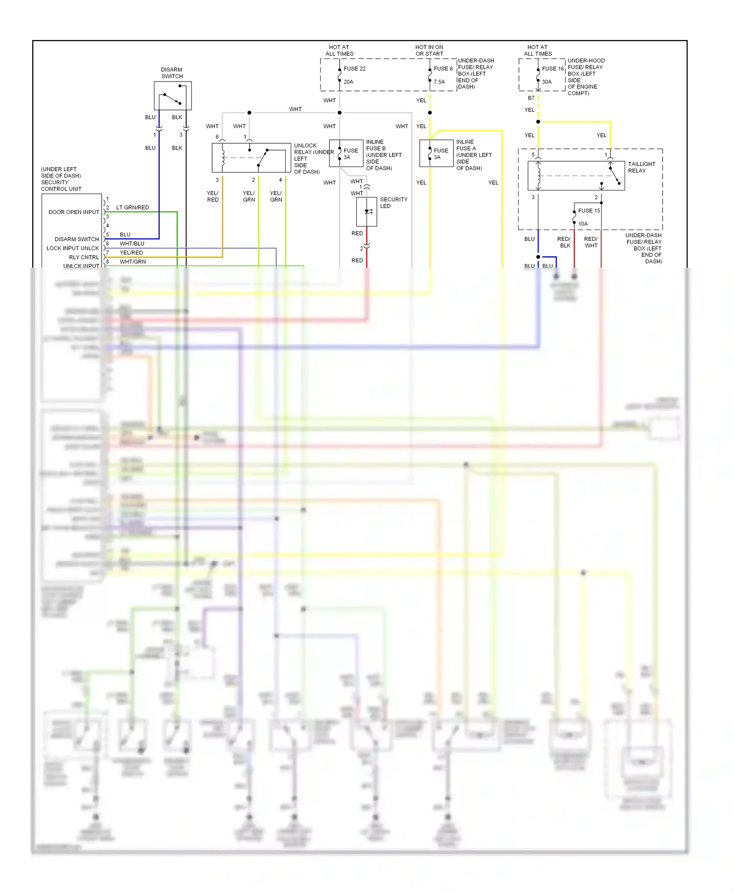 Wiring diagram hatch latch switch for Honda Insight ZE1 (1999-2006) (2 of 3)