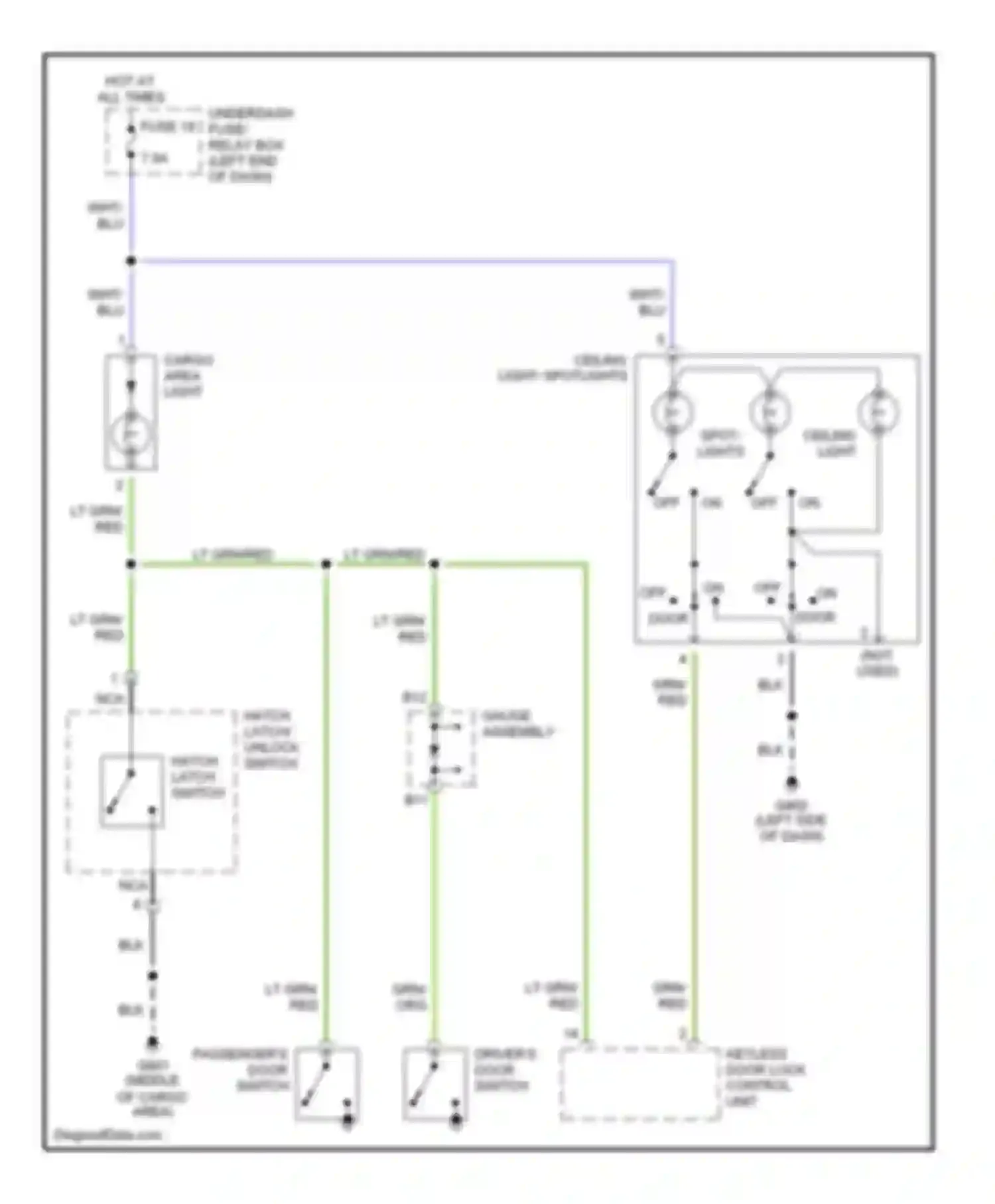 Wiring diagram hatch latch switch for Honda Insight ZE1 (1999-2006)